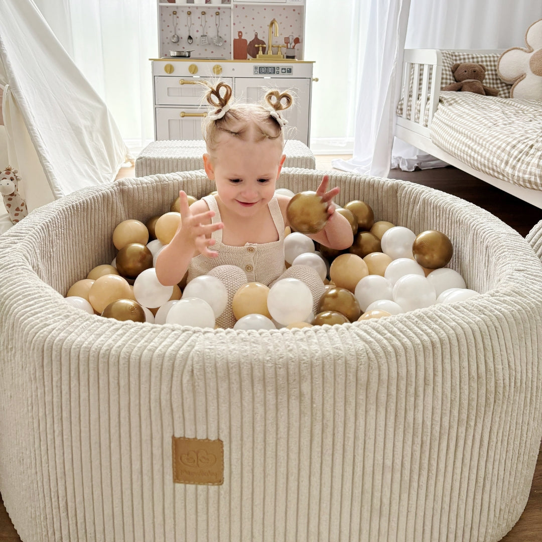 MeowBaby Ball Pit Aesthetic Cord ecru 90x30 cm, 200 balls - custom color selection