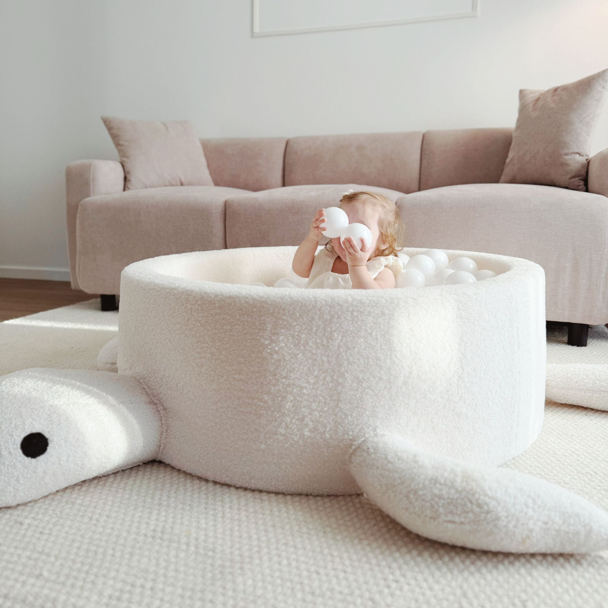 MeowBaby Bällebad Schildkröte Bouclé, 200 Bälle - eigene Farbauswahl