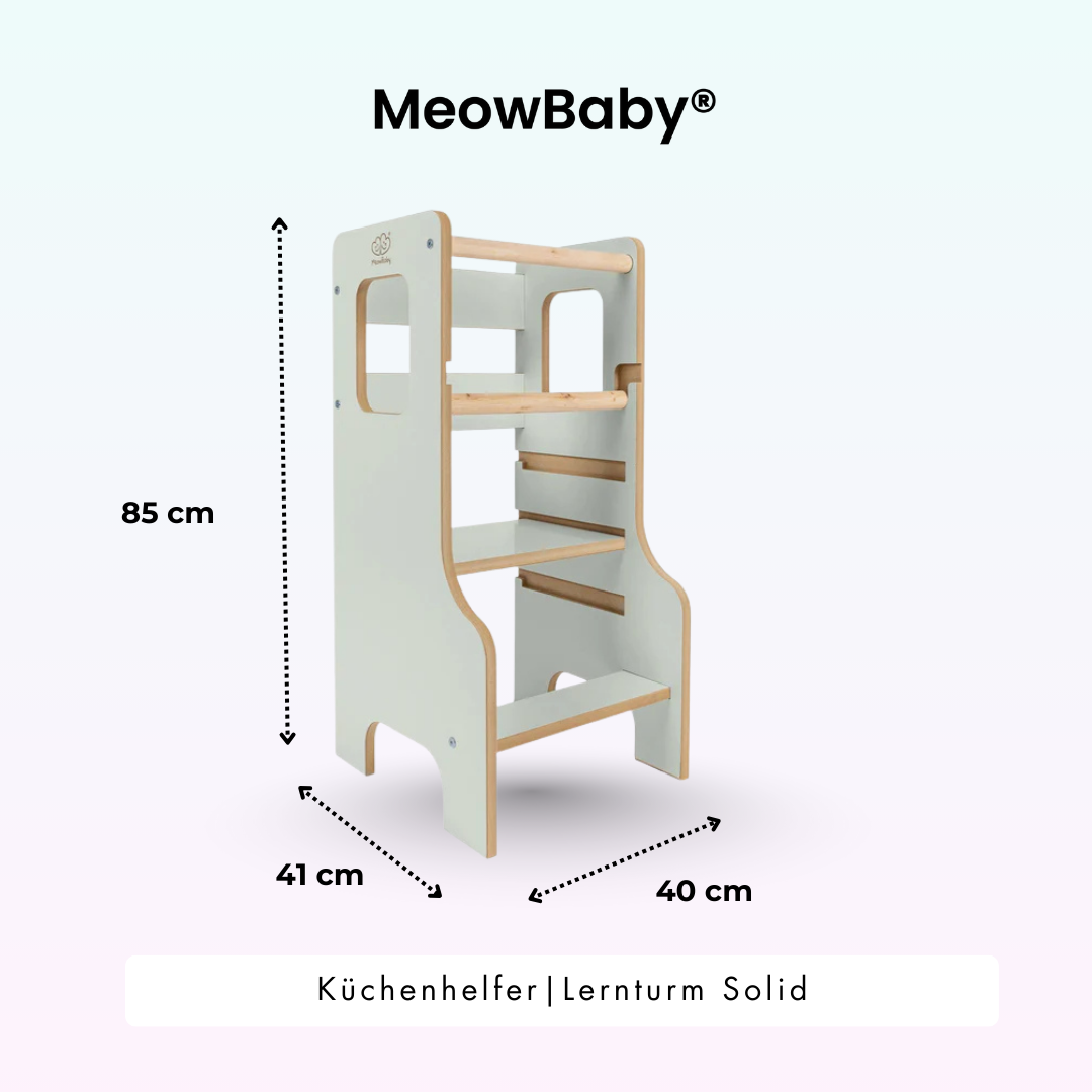 MeowBaby Montessori Küchenhelfer/Lernturm Solid