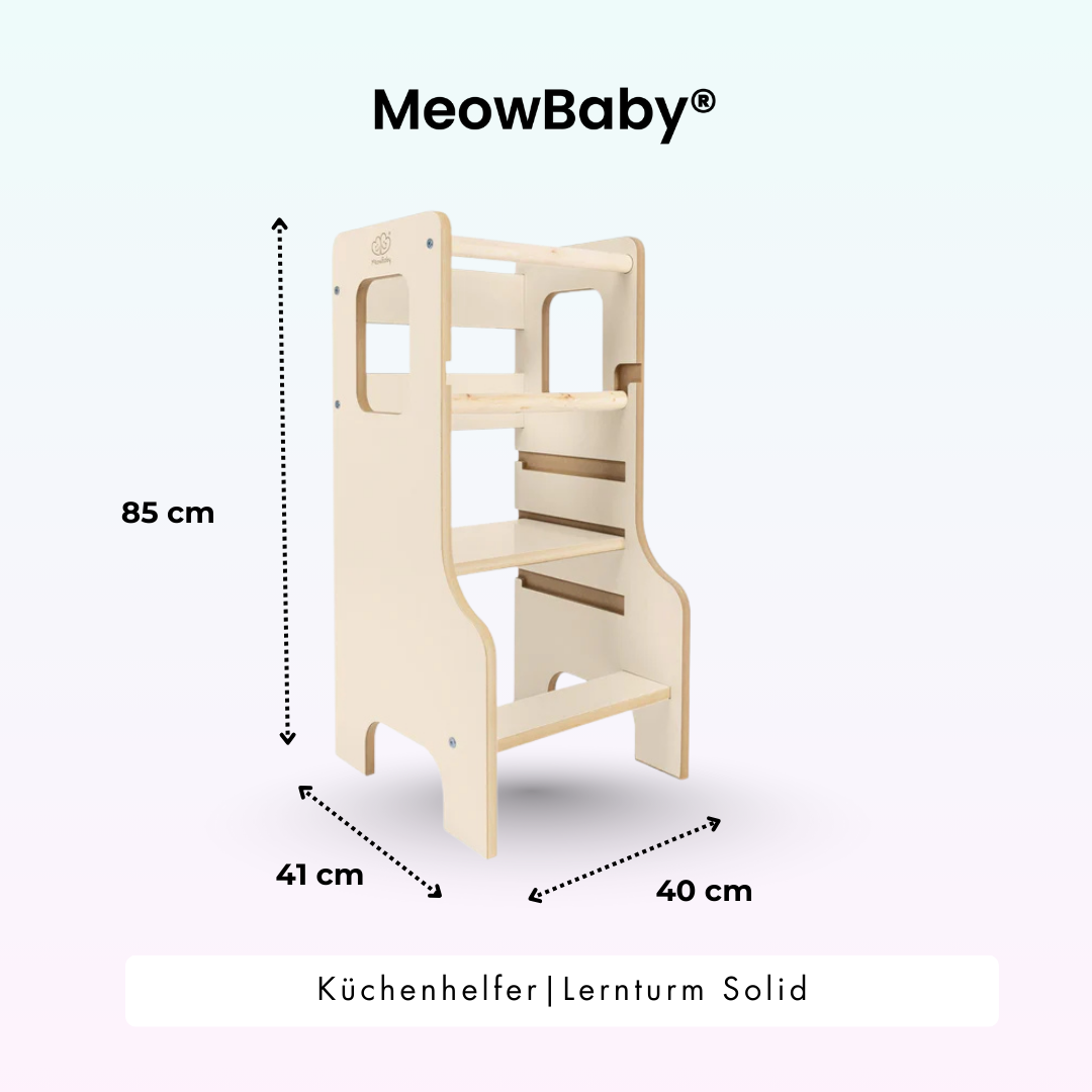MeowBaby Montessori Küchenhelfer/Lernturm Solid