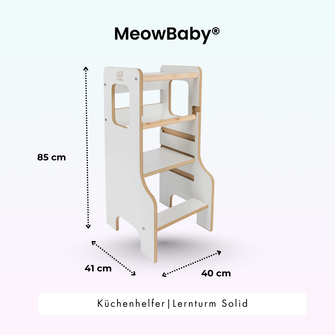 MeowBaby Montessori Küchenhelfer/Lernturm Solid