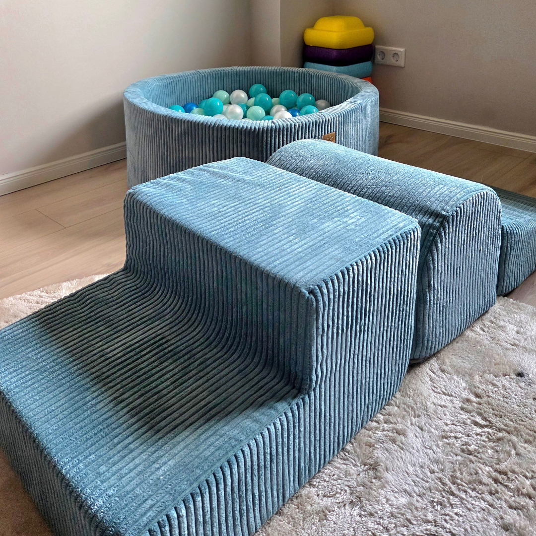 MeowBaby Schaumspielset Ästhetik Cord mit Bällebad, 200 Bälle - eigene Farbauswahl