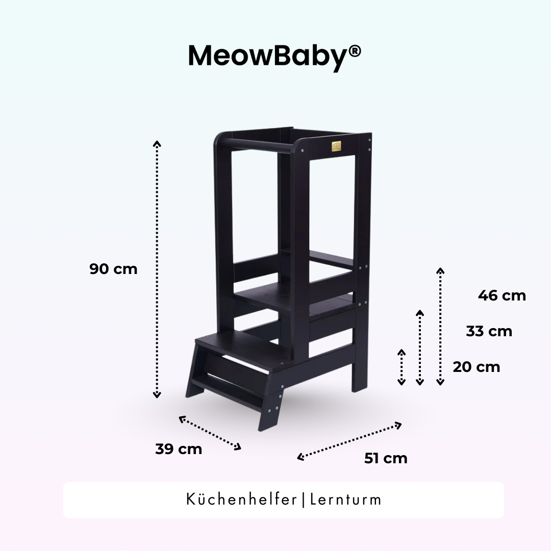 MeowBaby Learning Tower/Kitchen Helper - Natural Wood