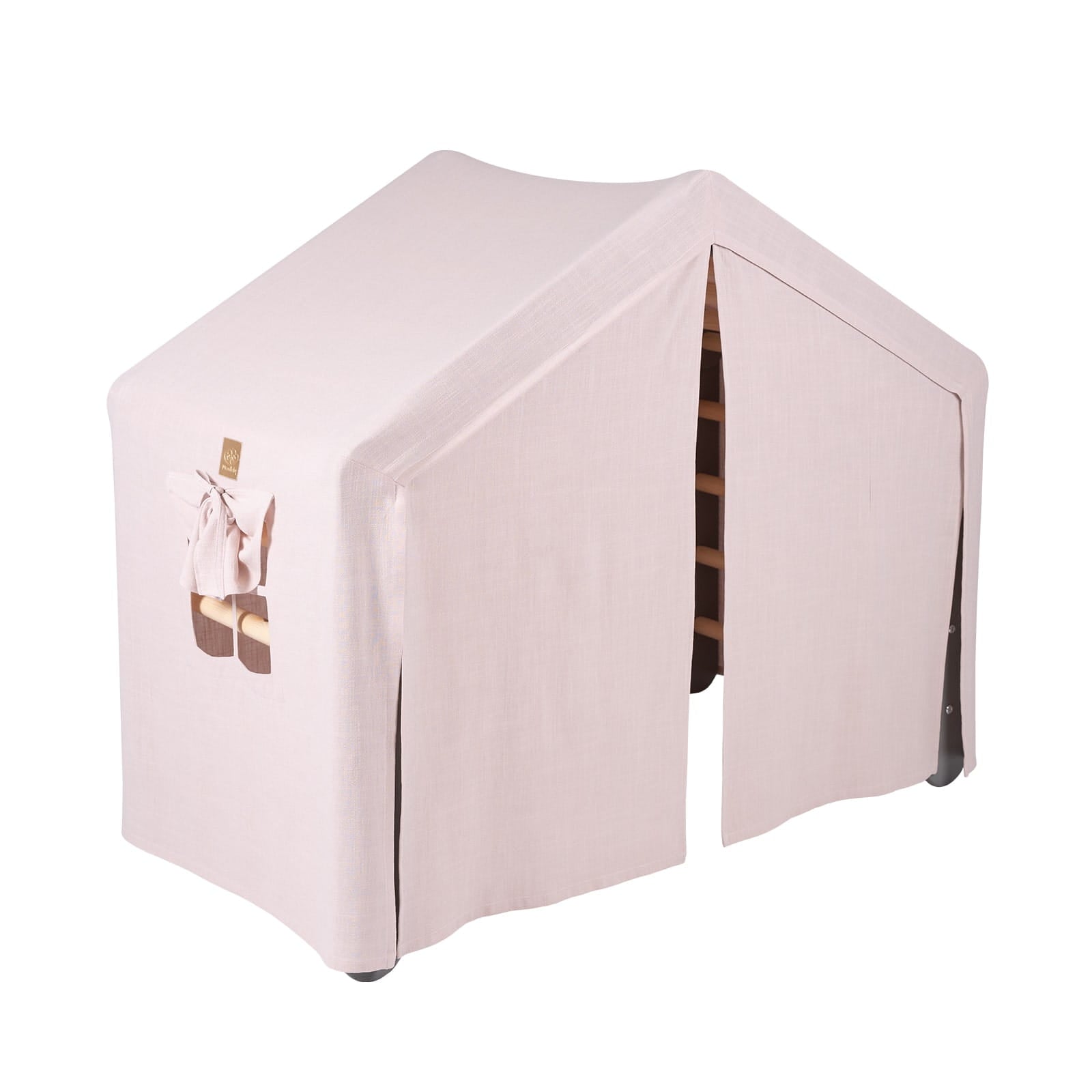 MeowBaby großes Kletterhaus 112x61x94 cm, faltbar - Rosa Haus, Leiter Grau