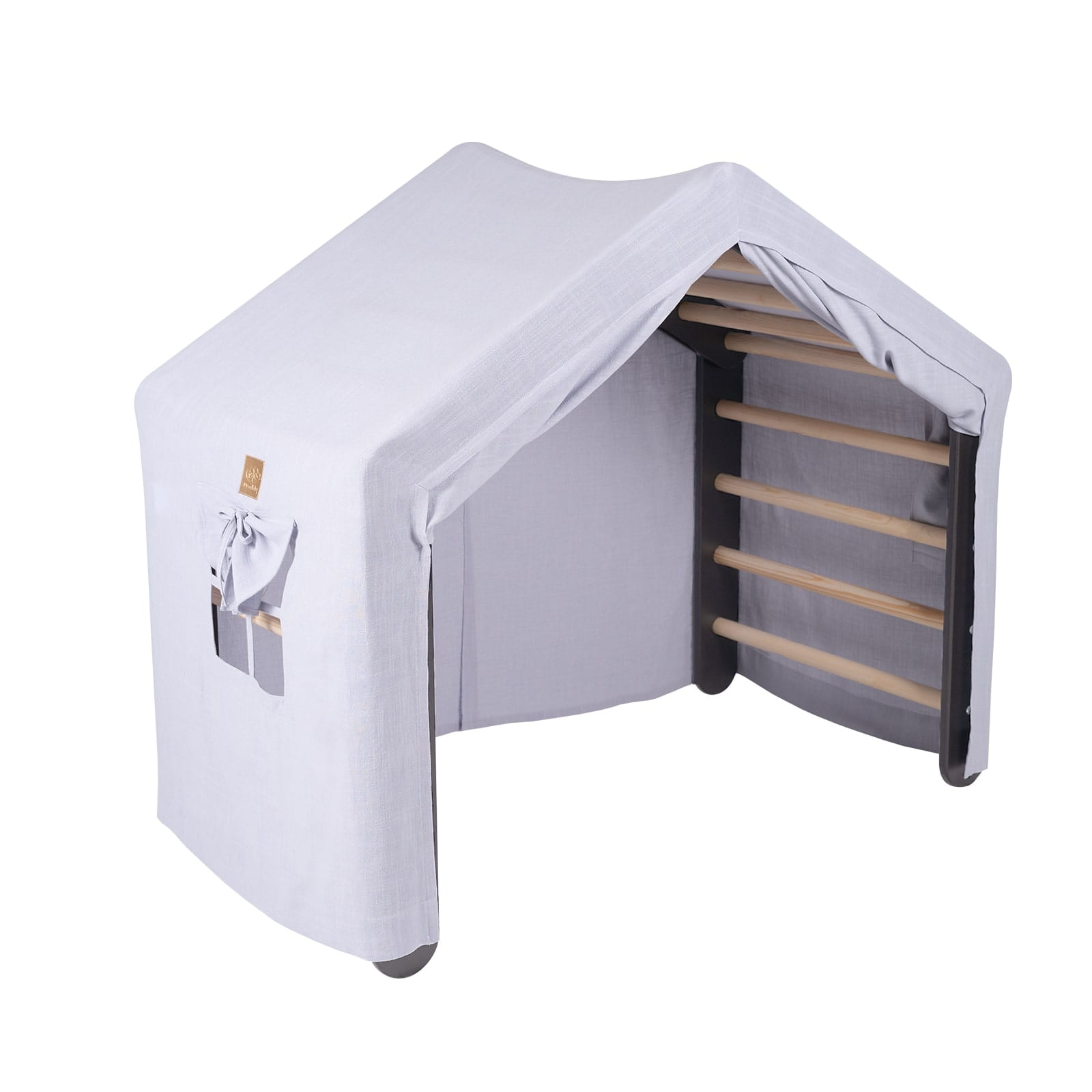 MeowBaby großes Kletterhaus 112x61x94 cm, faltbar - Blaues Haus, Leiter Grau