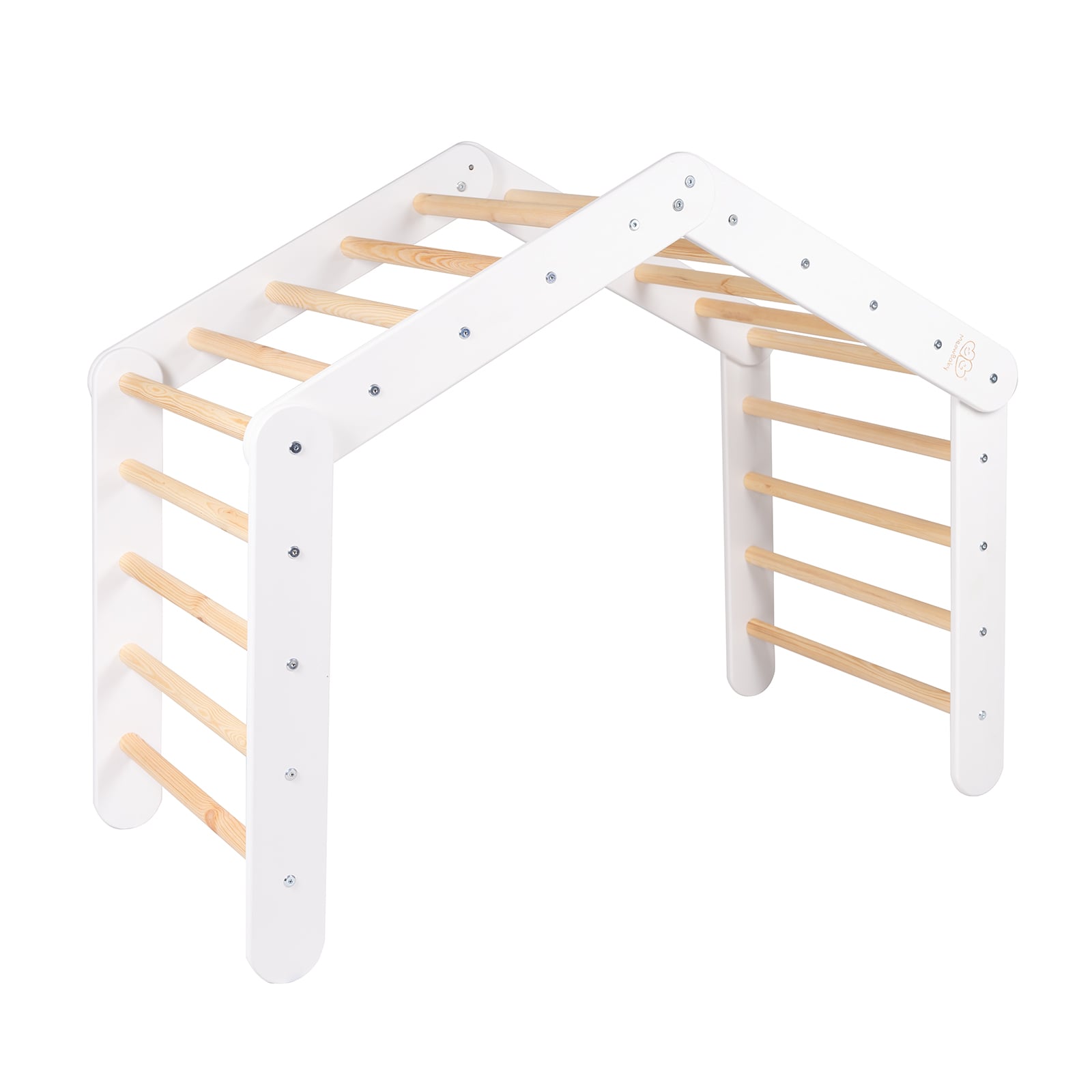MeowBaby großes Kletterdreieck 112x61x94 cm Pikler für Kinder Montessori - weiß