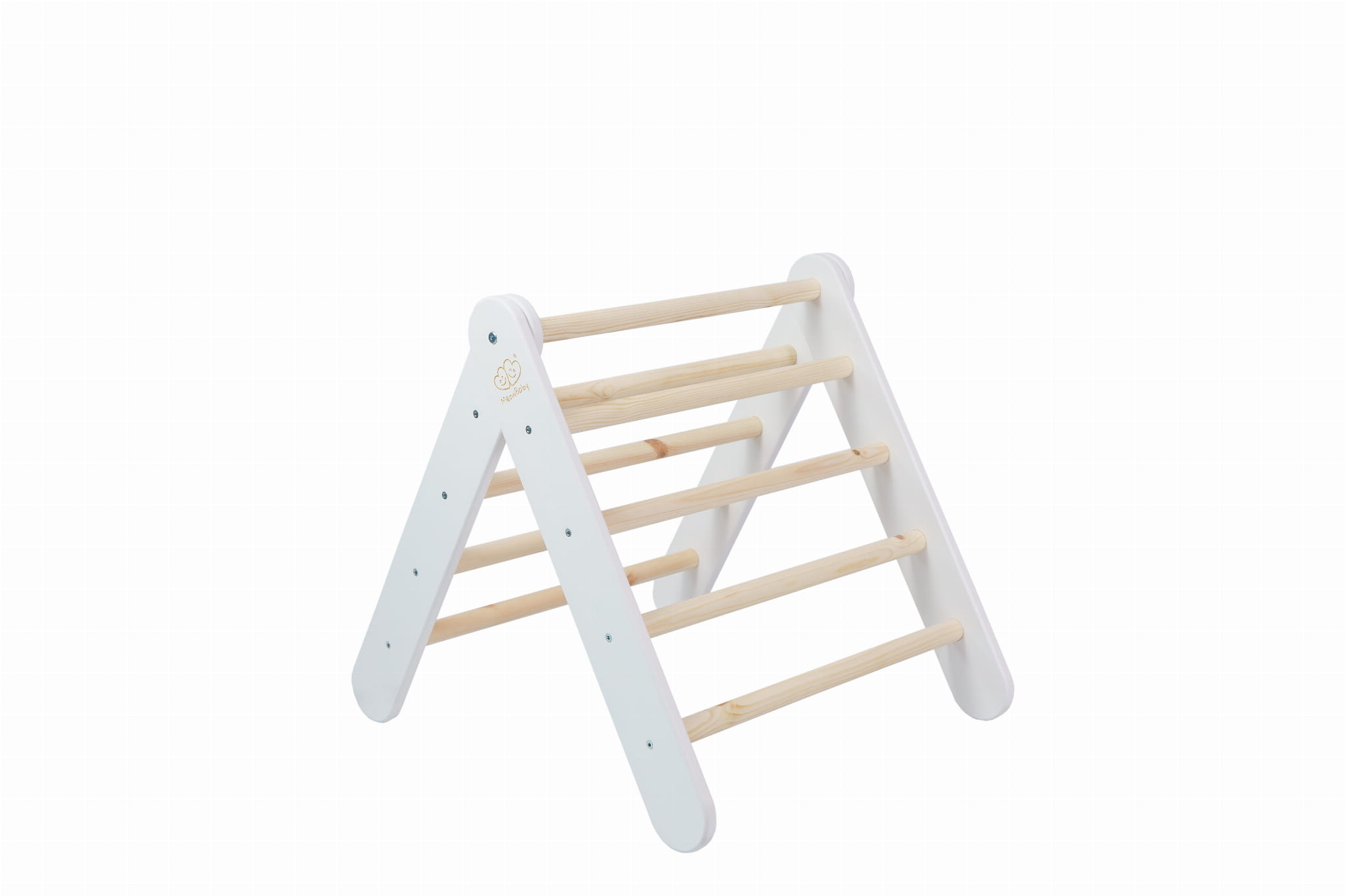 MeowBaby großes Kletterdreieck 112x61x94 cm Pikler für Kinder Montessori - weiß