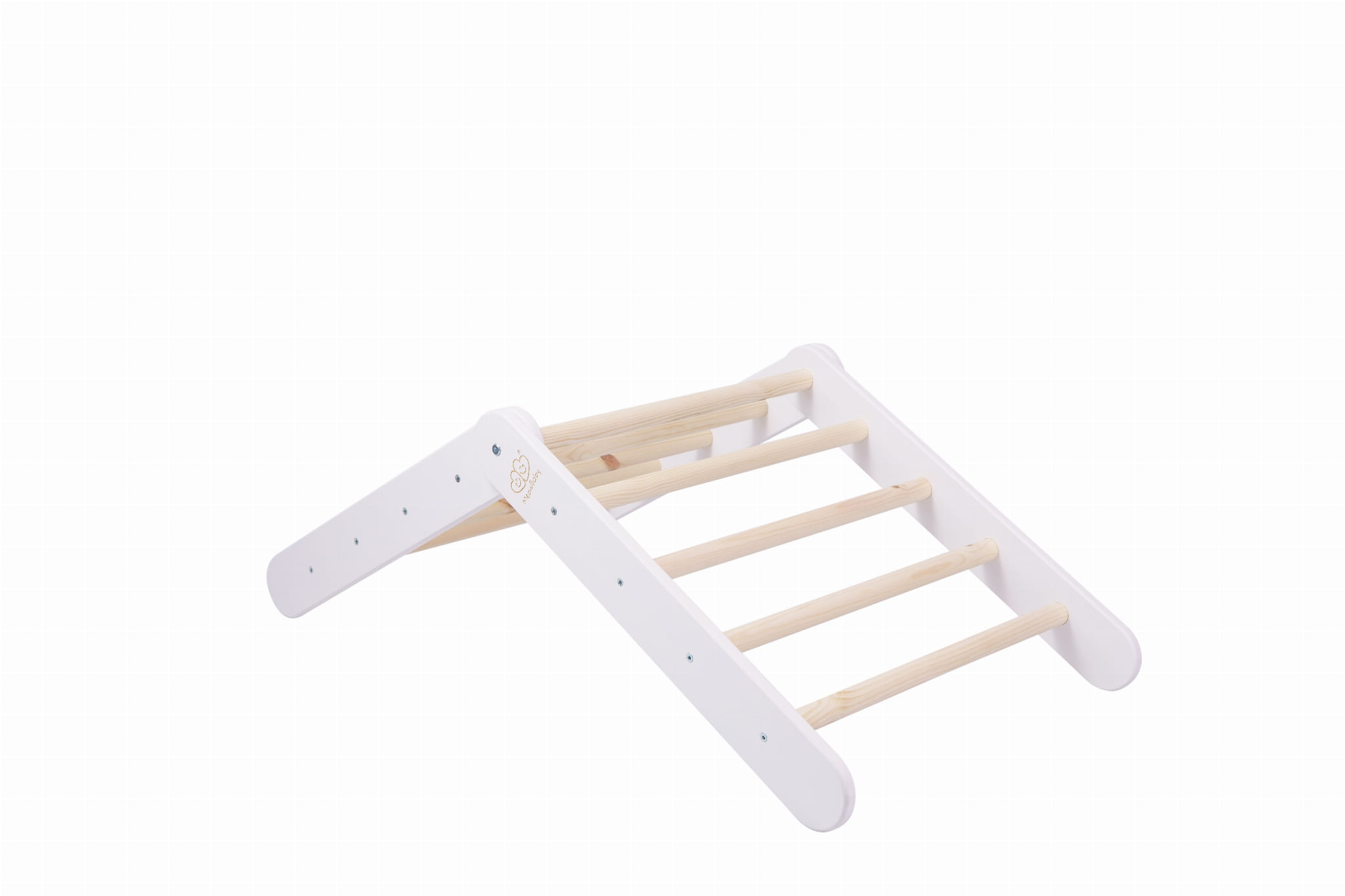 MeowBaby großes Kletterdreieck 112x61x94 cm Pikler für Kinder Montessori - weiß