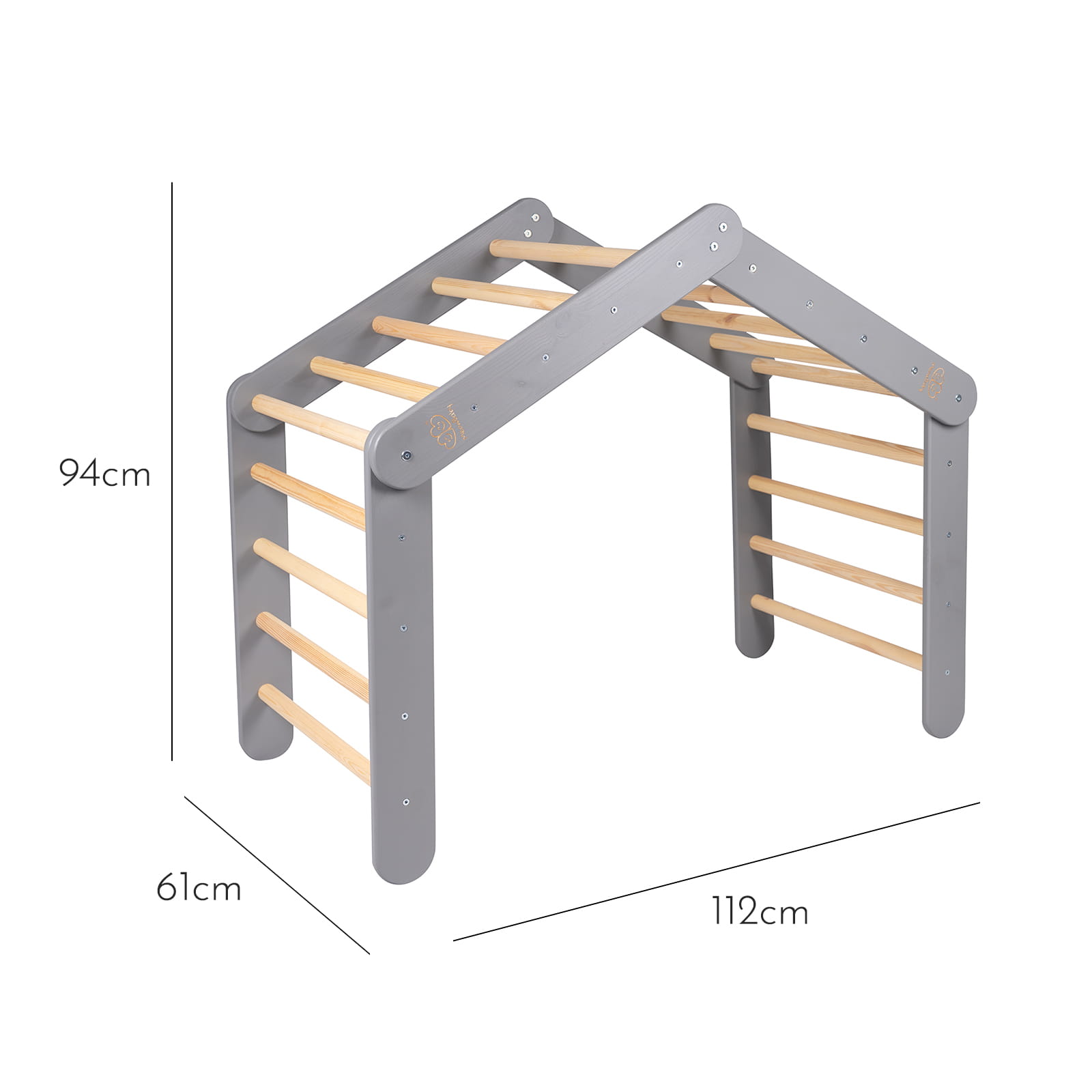 MeowBaby großes Kletterdreieck 112x61x94 cm Pikler für Kinder Montessori - grau