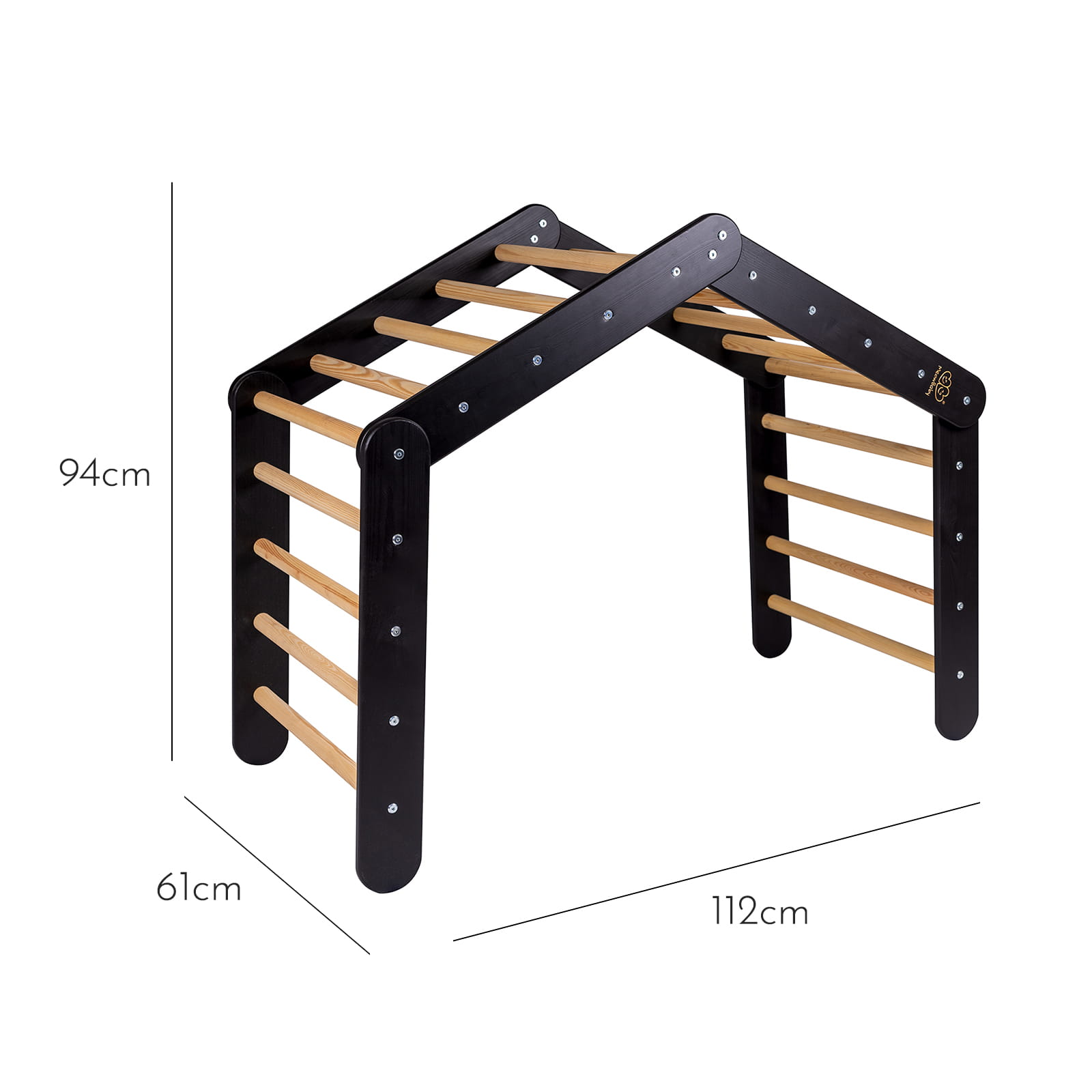 MeowBaby großes Kletterdreieck 112x61x94 cm Pikler für Kinder Montessori - schwarz