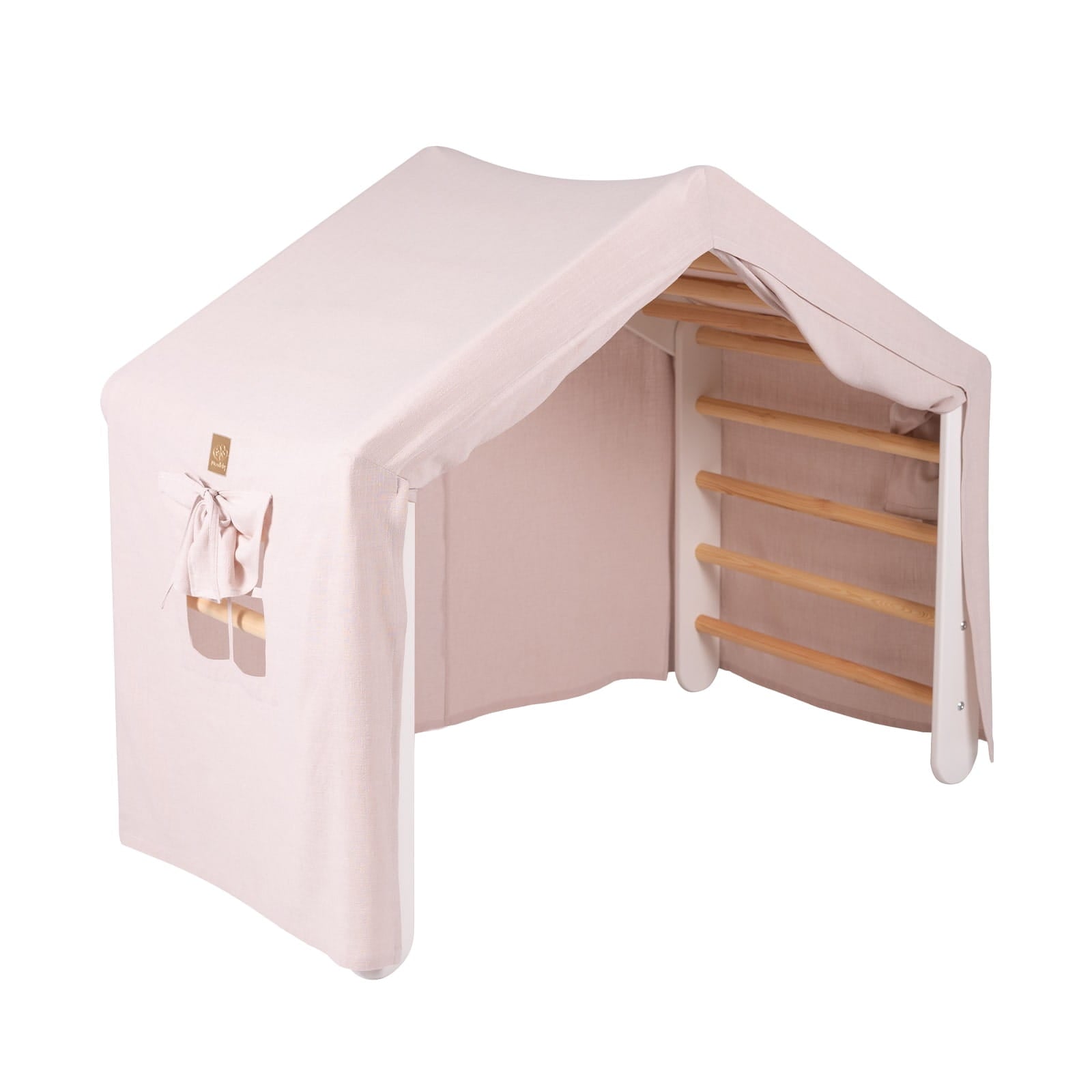MeowBaby großes Kletterhaus 112x61x94 cm, faltbar - Rosa Haus, Leiter Weiß