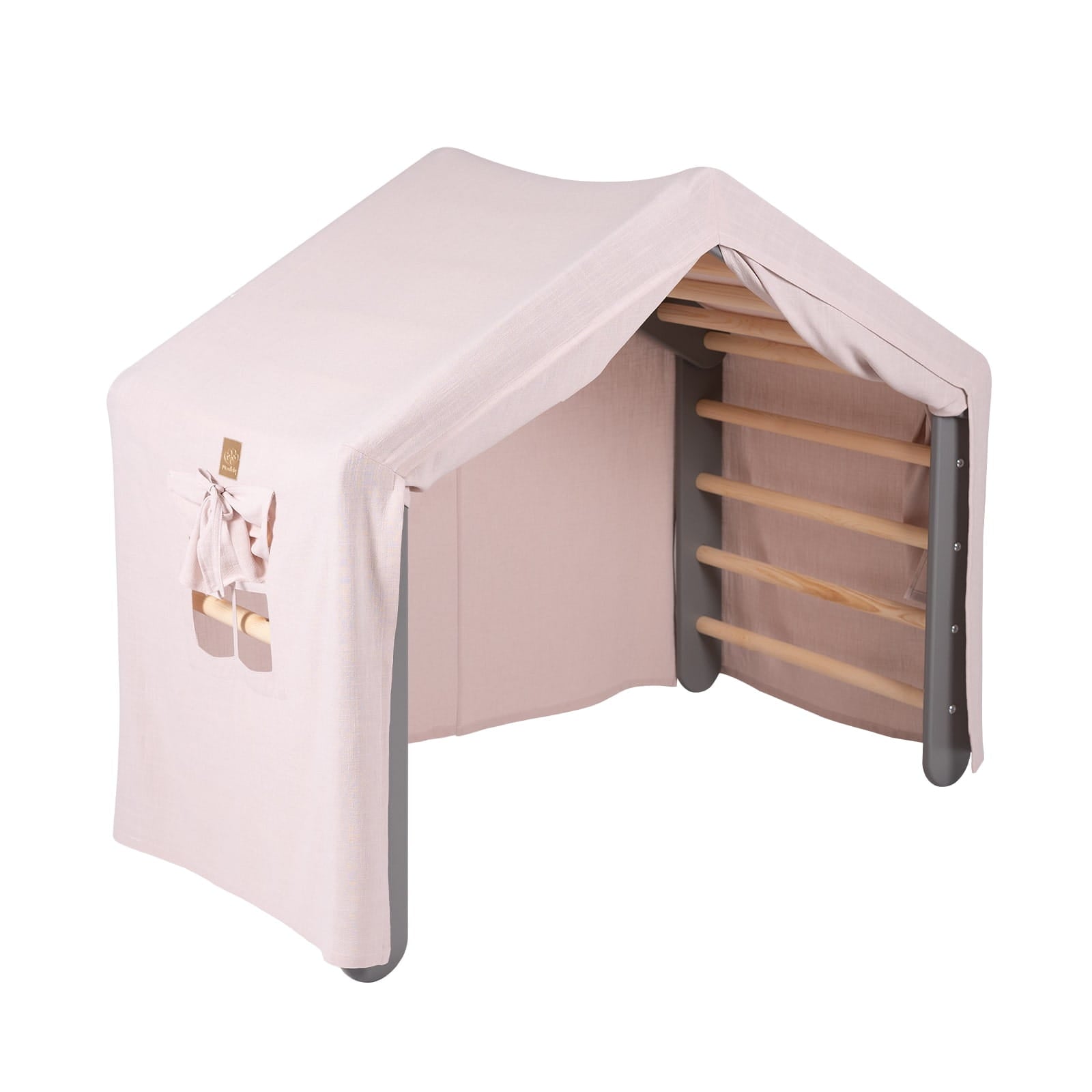 MeowBaby großes Kletterhaus 112x61x94 cm, faltbar - Rosa Haus, Leiter Grau