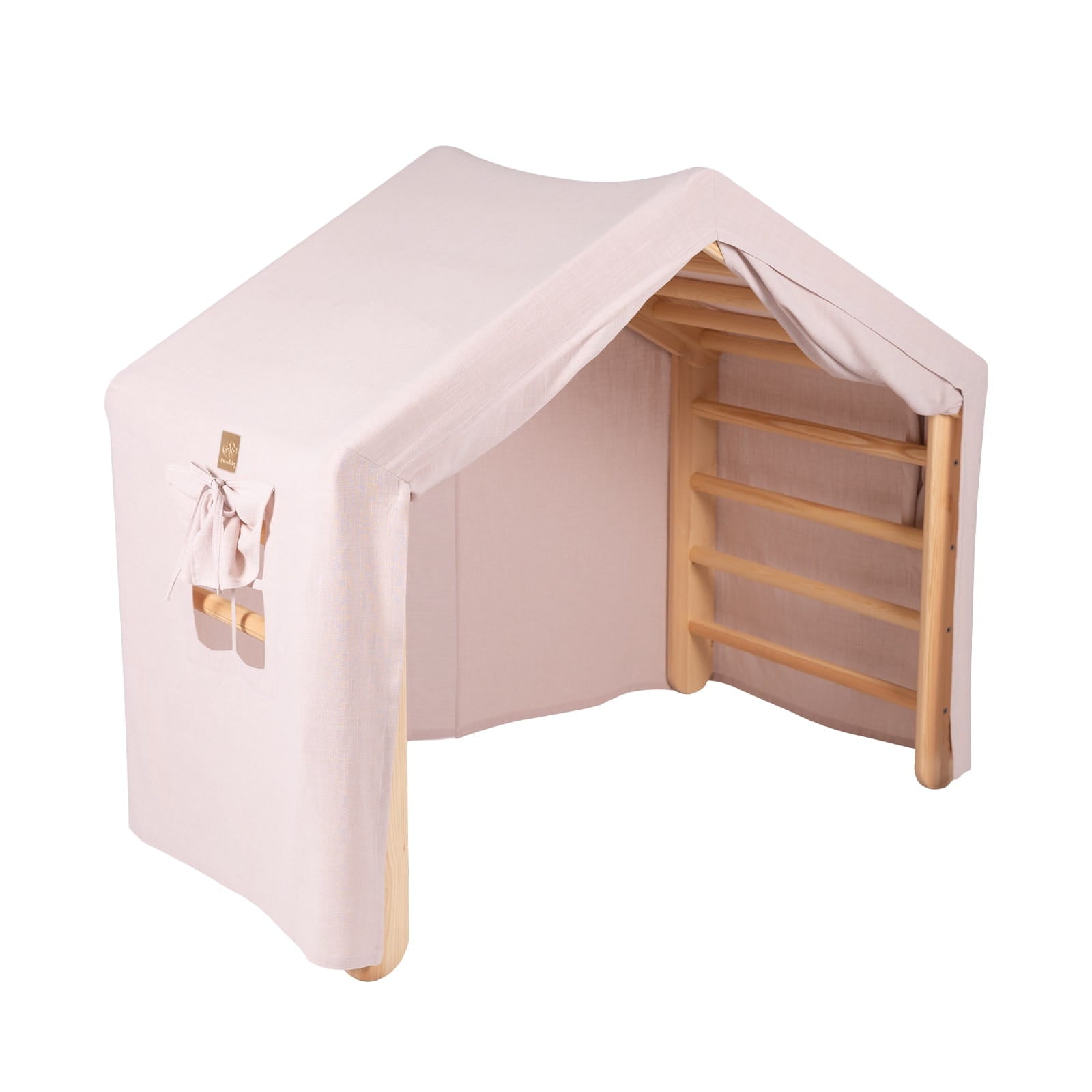 MeowBaby großes Kletterhaus 112x61x94 cm, faltbar - Rosa Haus, Leiter Natur