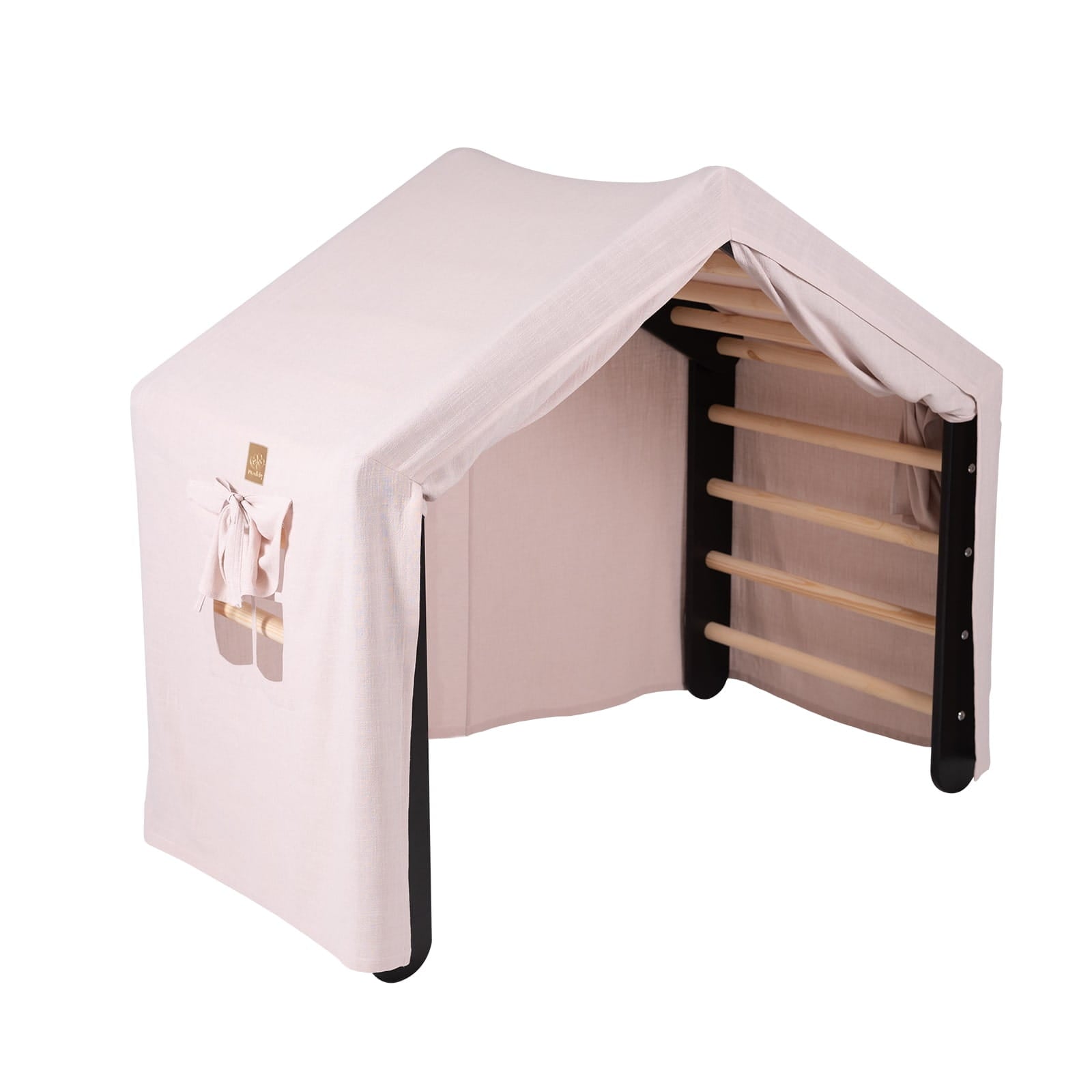MeowBaby großes Kletterhaus 112x61x94 cm, faltbar - Rosa Haus, Leiter Schwarz