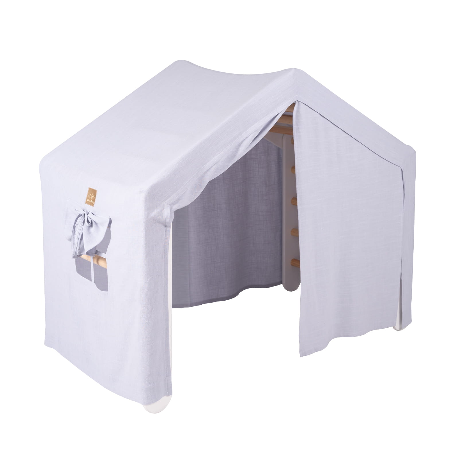 MeowBaby großes Kletterhaus 112x61x94 cm, faltbar - Graublaues Haus, Leiter Weiß