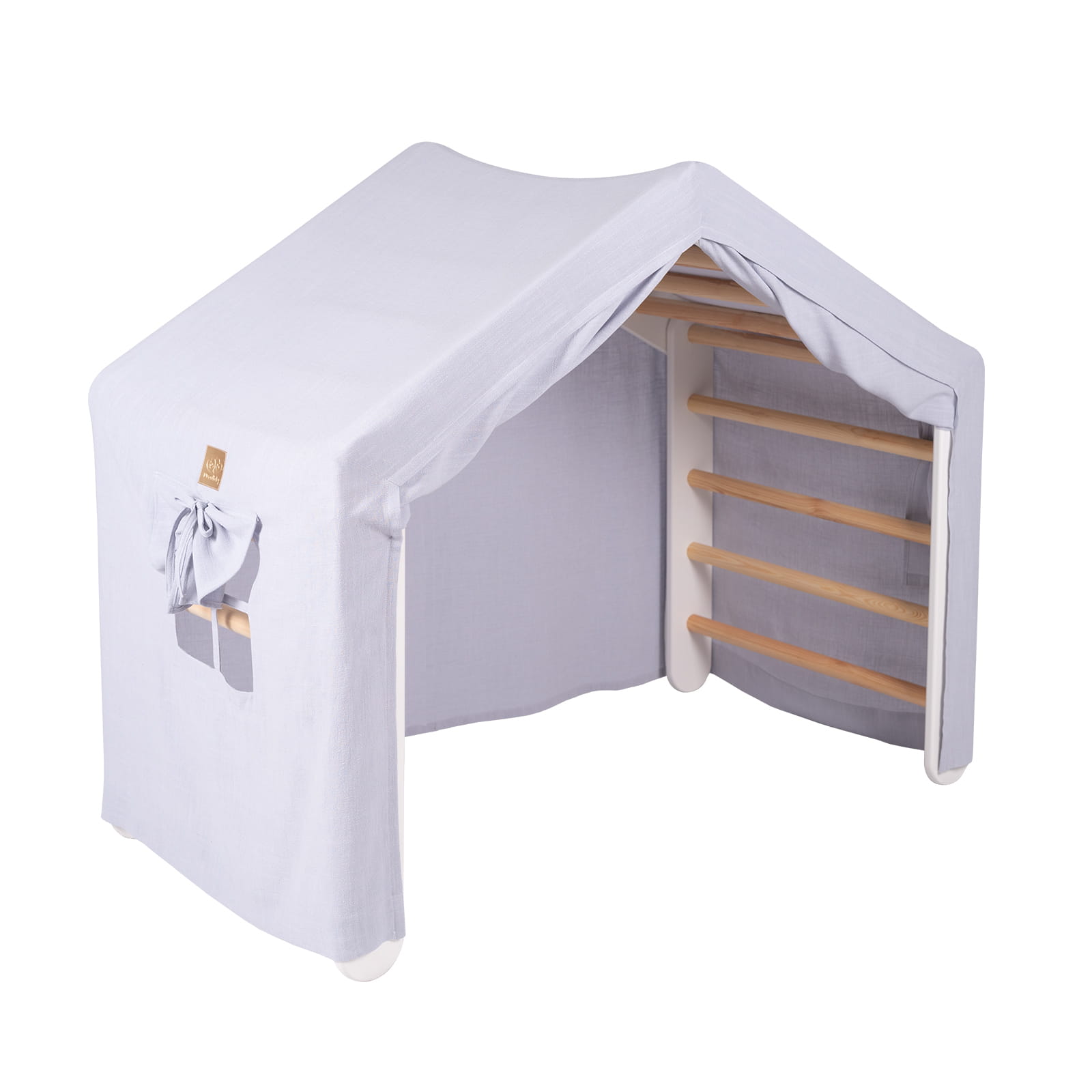 MeowBaby großes Kletterhaus 112x61x94 cm, faltbar - Graublaues Haus, Leiter Weiß