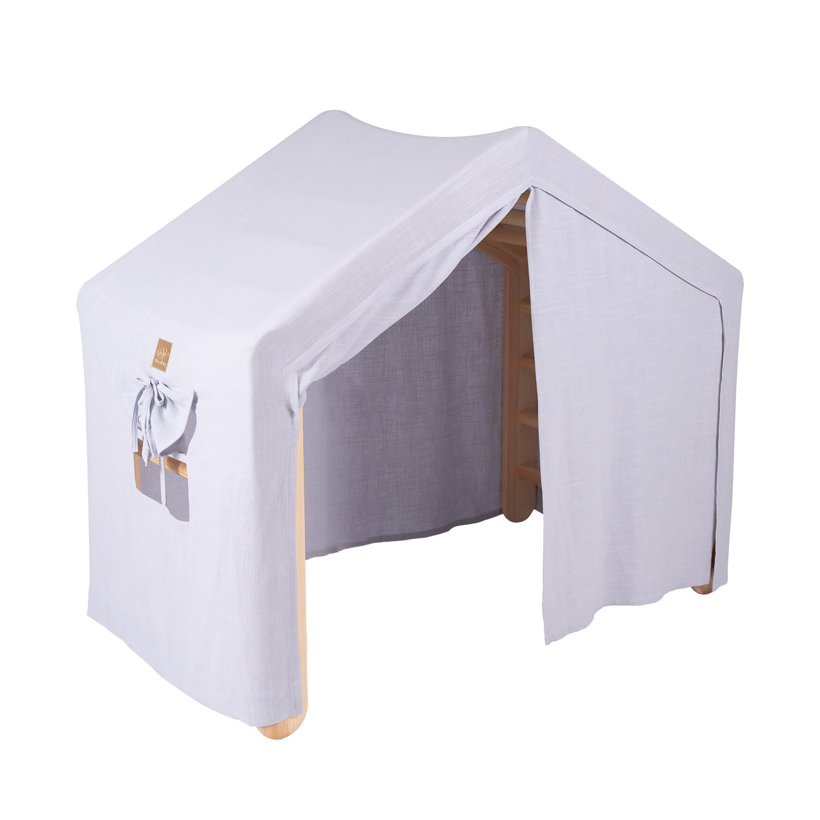 MeowBaby großes Kletterhaus 112x61x94 cm, faltbar - Graublaues Haus, Leiter Natur