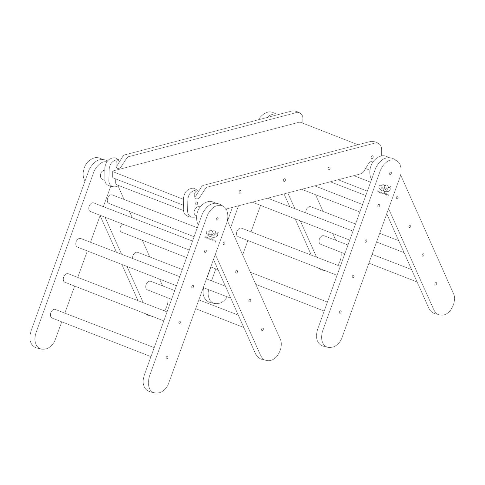 MeowBaby Indoor Climbing Frame for Children with Slide and Climbing Wall Set Black