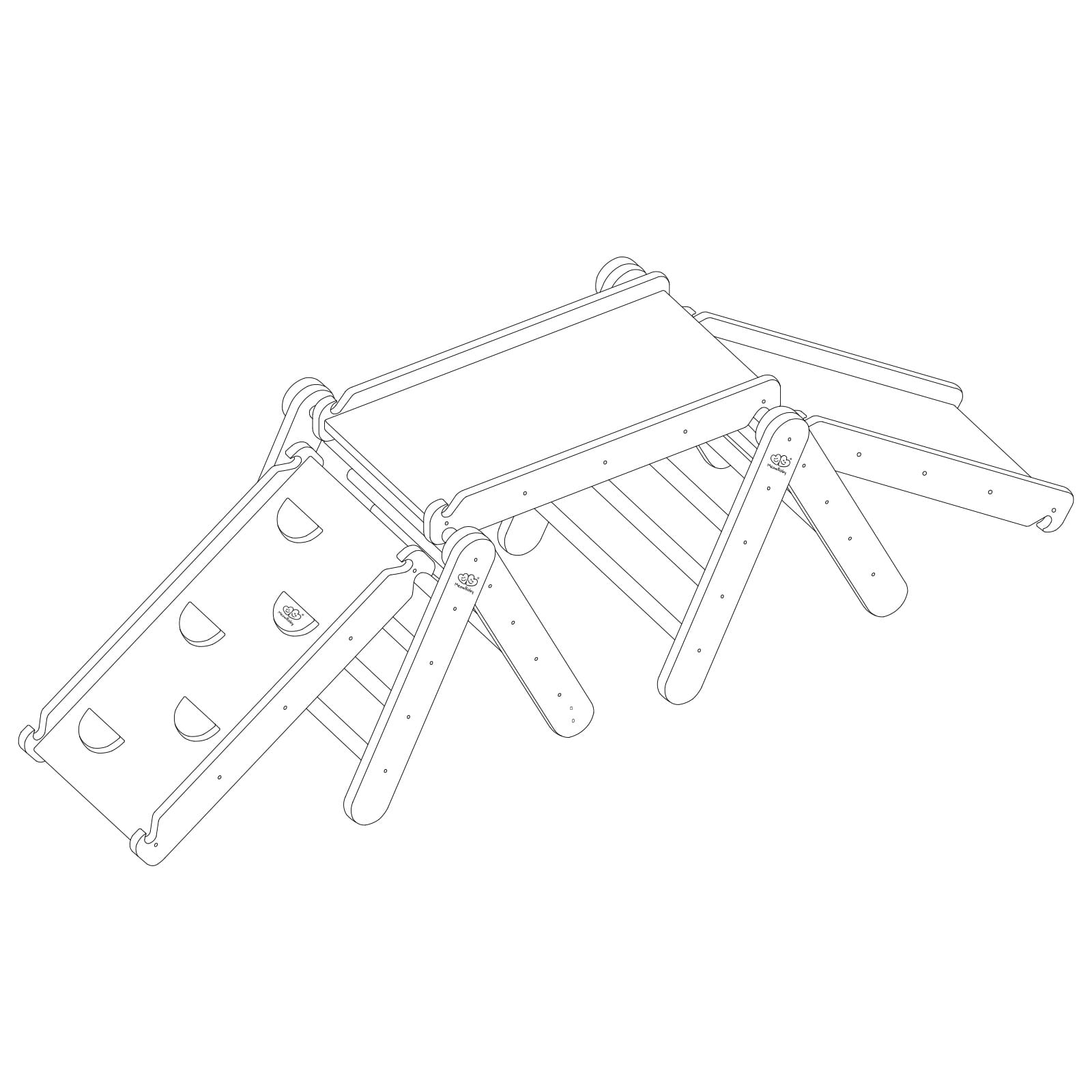 MeowBaby Indoor Climbing Frame for Children with Slide and Climbing Wall Set Black