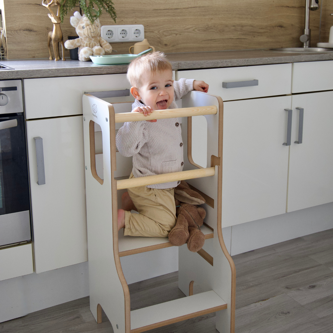 MeowBaby Montessori Küchenhelfer/Lernturm Solid