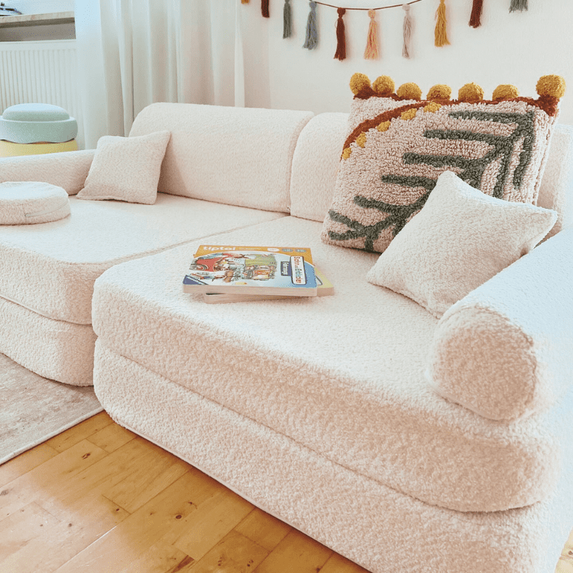 MeowBaby Play Sofa Premium Bouclé - cream/white