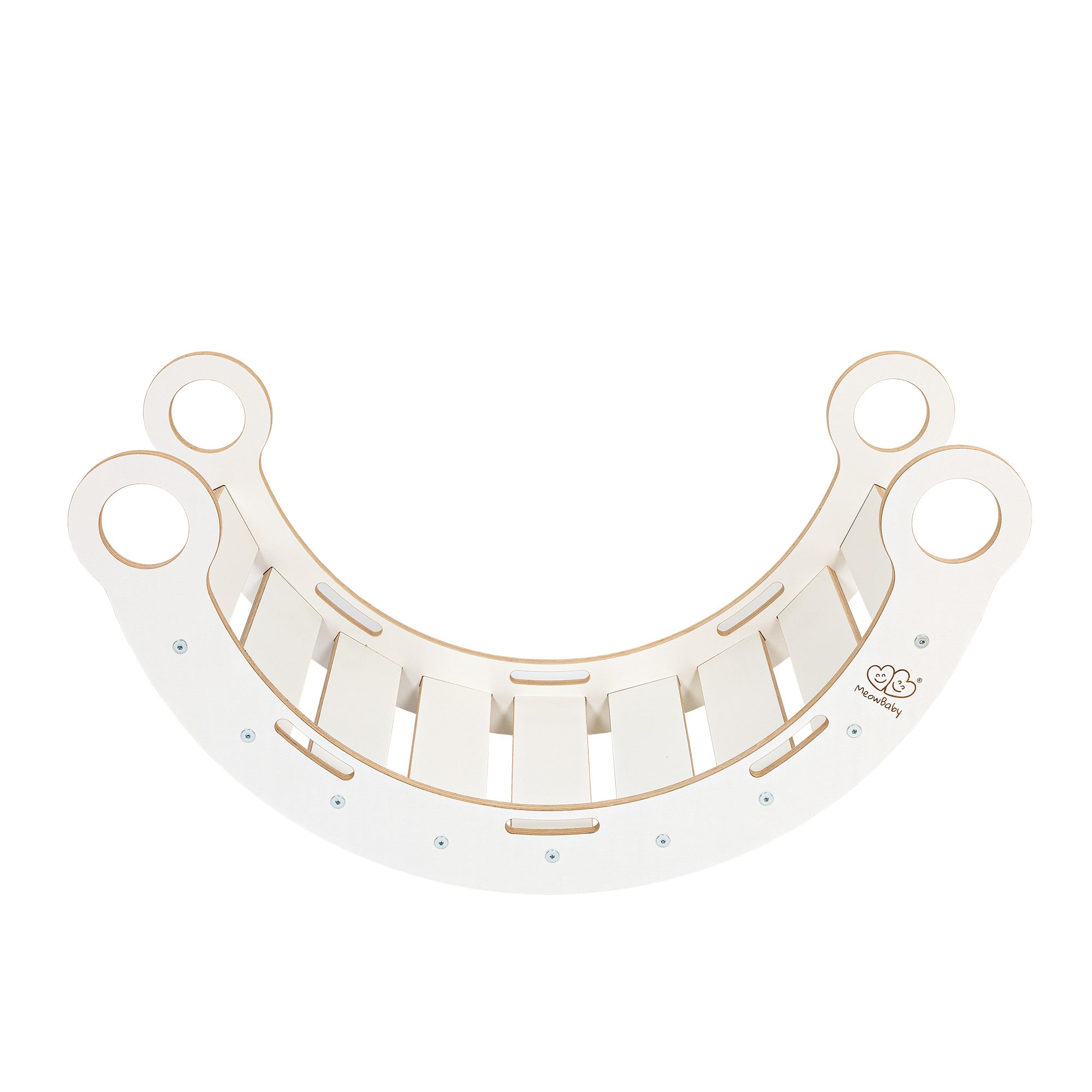 MeowBaby Climbing Set M - Dream Rocker Balance Seesaw/Swing with 2 Slides - White