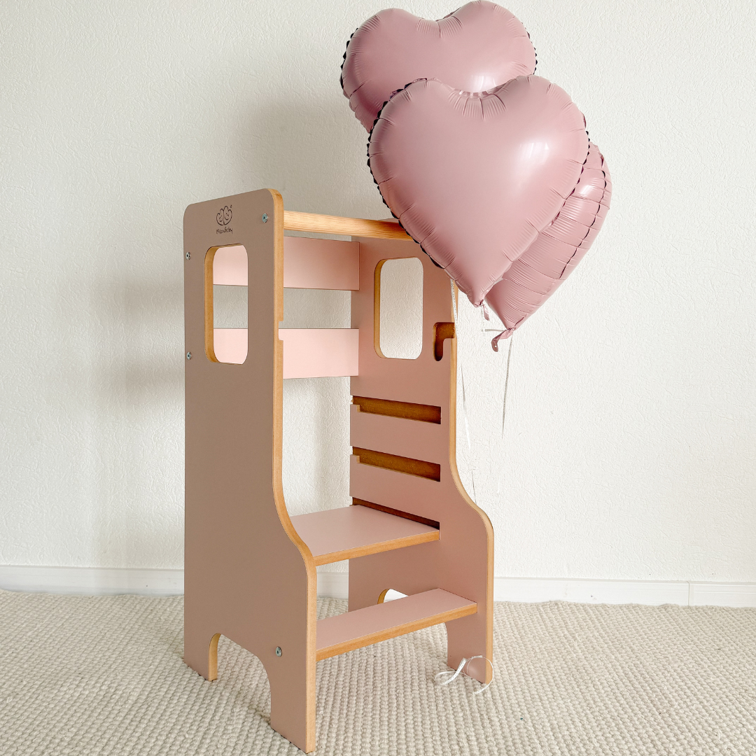 MeowBaby Montessori Küchenhelfer/Lernturm Solid