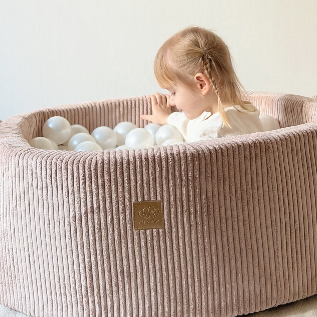 MeowBaby Ball Pit Aesthetic Cord ecru 90x30 cm, 200 balls - custom color selection