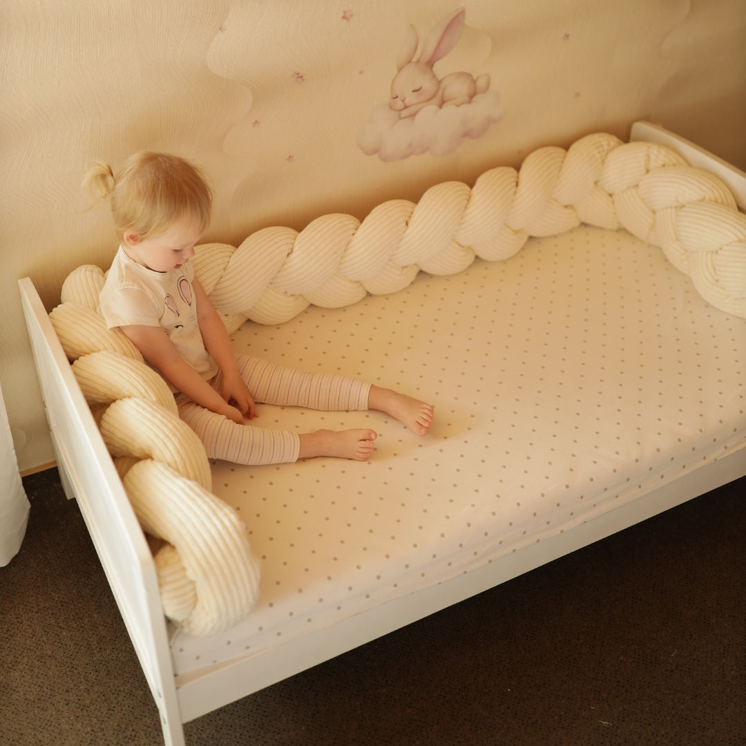 MeowBaby Geflochtene Bettschlange Cord, 2 m - Ästhetik vanilla