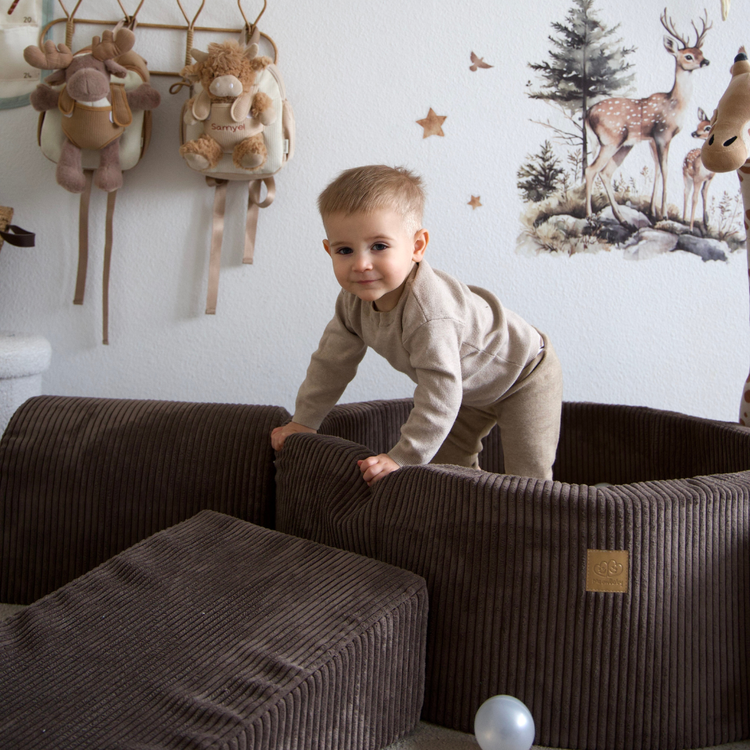 MeowBaby Schaumspielset Ästhetik Cord mit Bällebad, 200 Bälle - eigene Farbauswahl