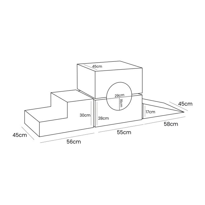 MeowBaby Shape Set Bouclé 5 elements - cream/white