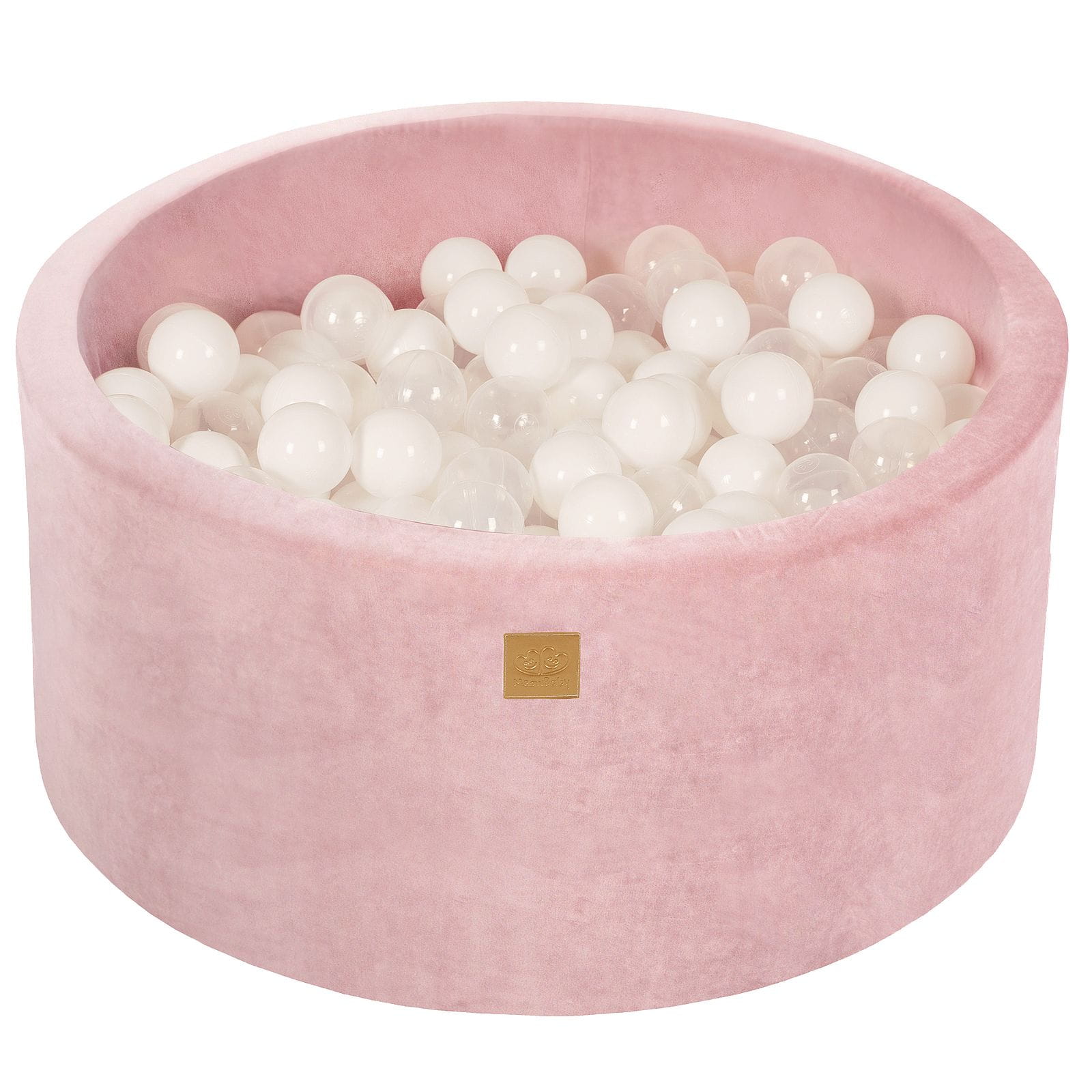 MeowBaby Bällebad Velvet powder pink 90x40 cm, 300 Bälle - Weiss/Transparent