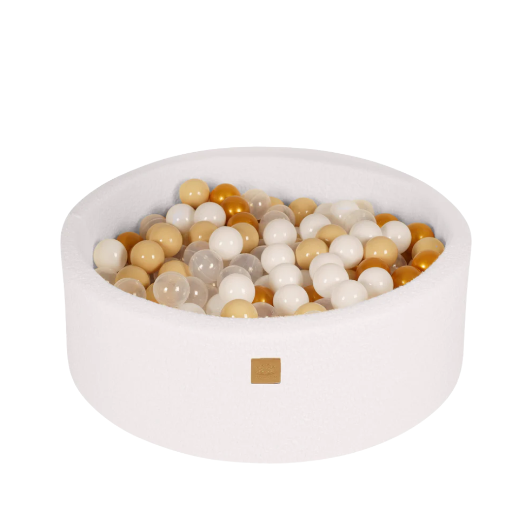 MeowBaby ball pit Bouclé cream/white 90x30 cm, 200 balls - custom color selection