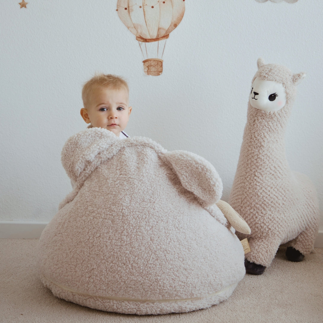 MeowBaby Beanbag Bearly Bear - cream/white