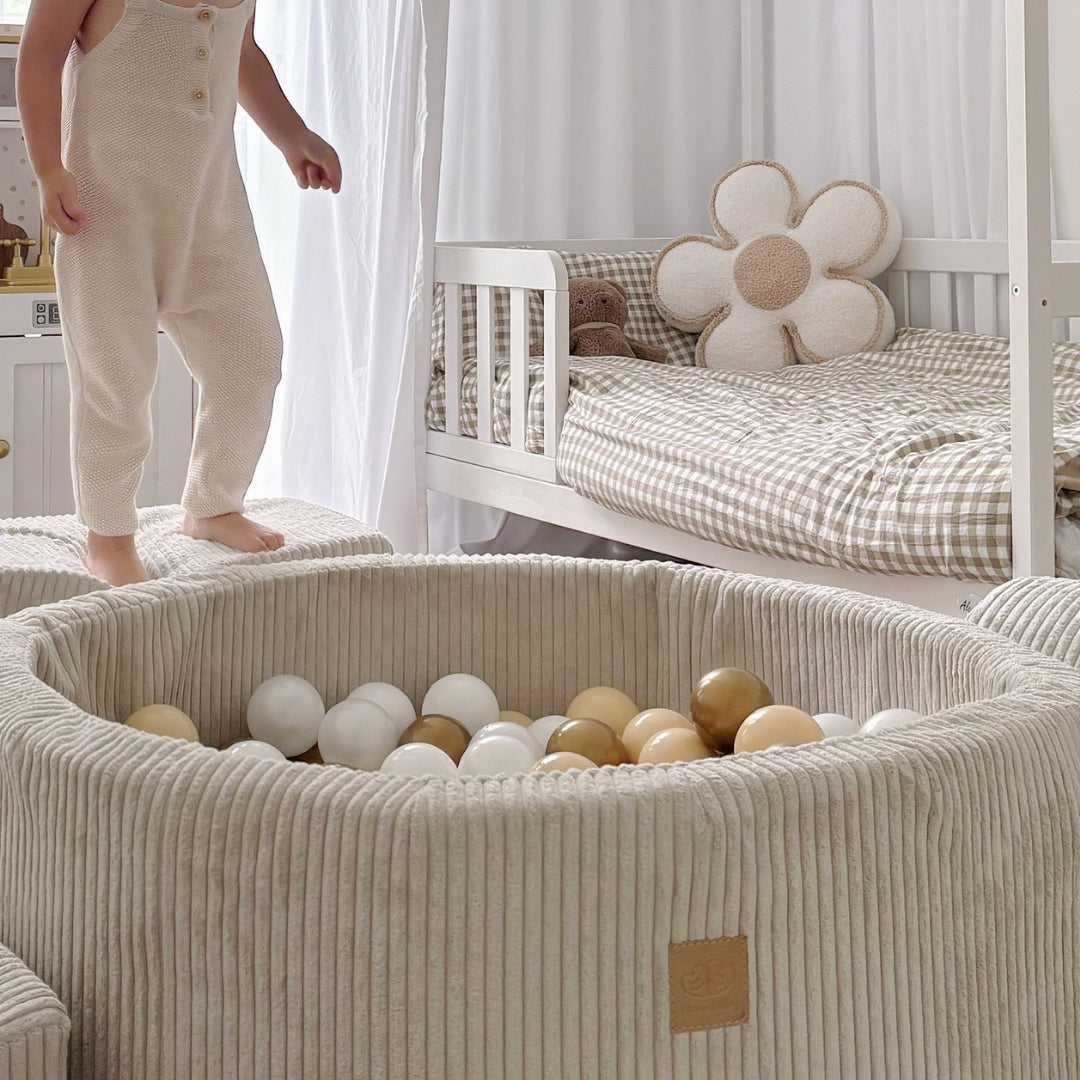 MeowBaby Ball Pit Aesthetic Cord ecru 90x30 cm, 200 balls - custom color selection