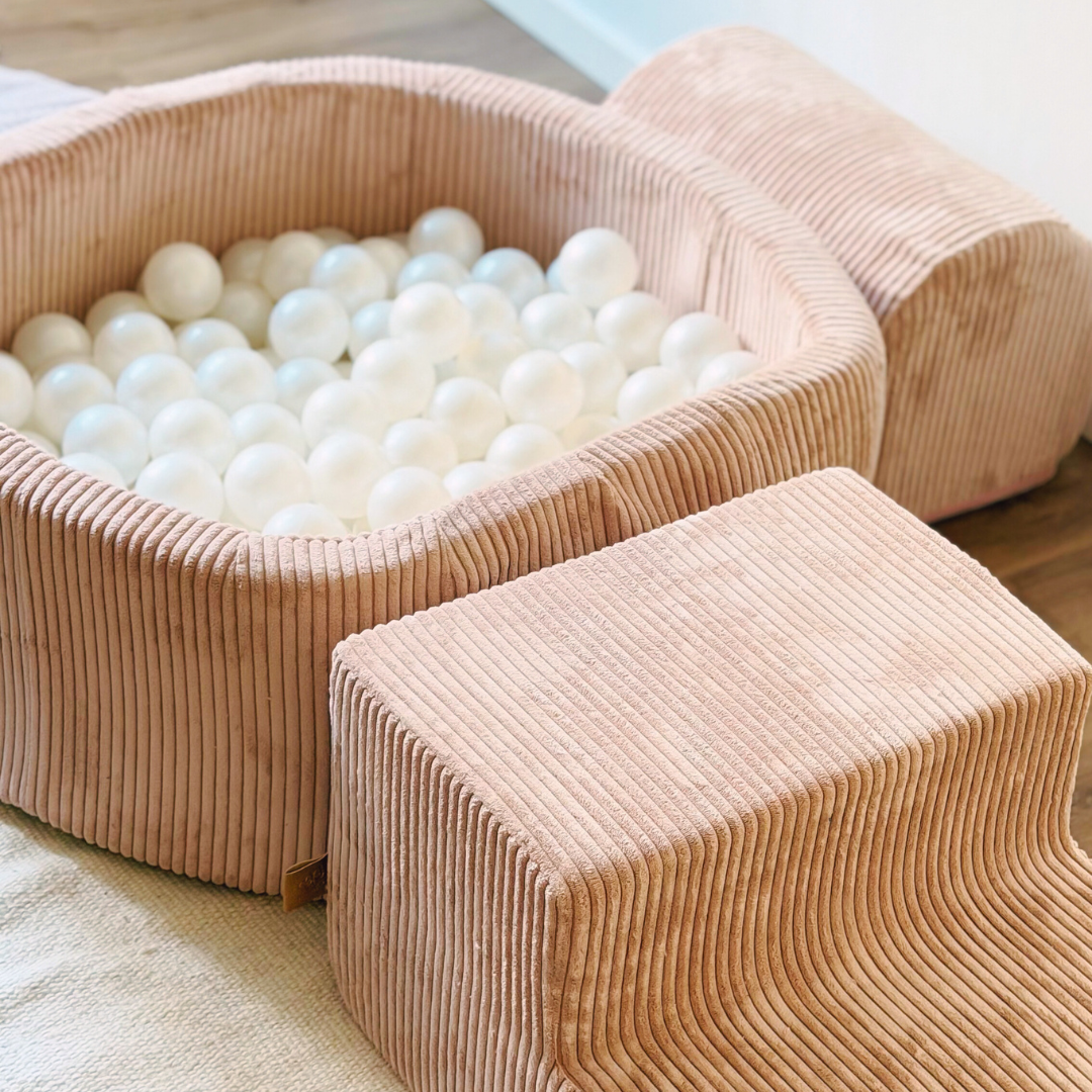 MeowBaby Schaumspielset Ästhetik Cord mit Bällebad, 200 Bälle - eigene Farbauswahl