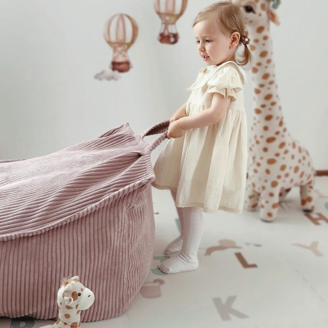 MeowBaby Sitzsack Ästhetik Cord eckig - powder pink