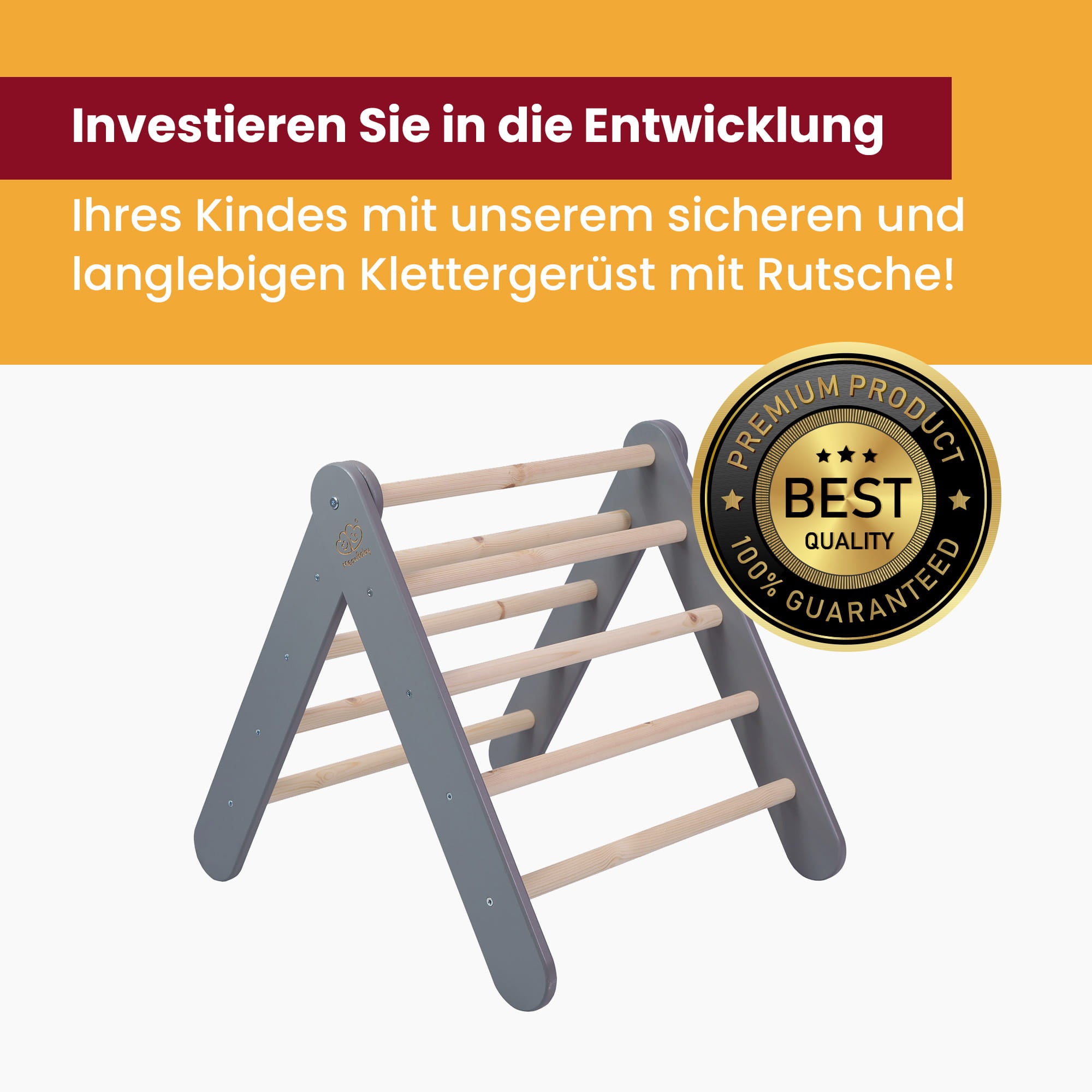 MeowBaby Montessori Pikler Climbing Triangle 60x61 cm - white