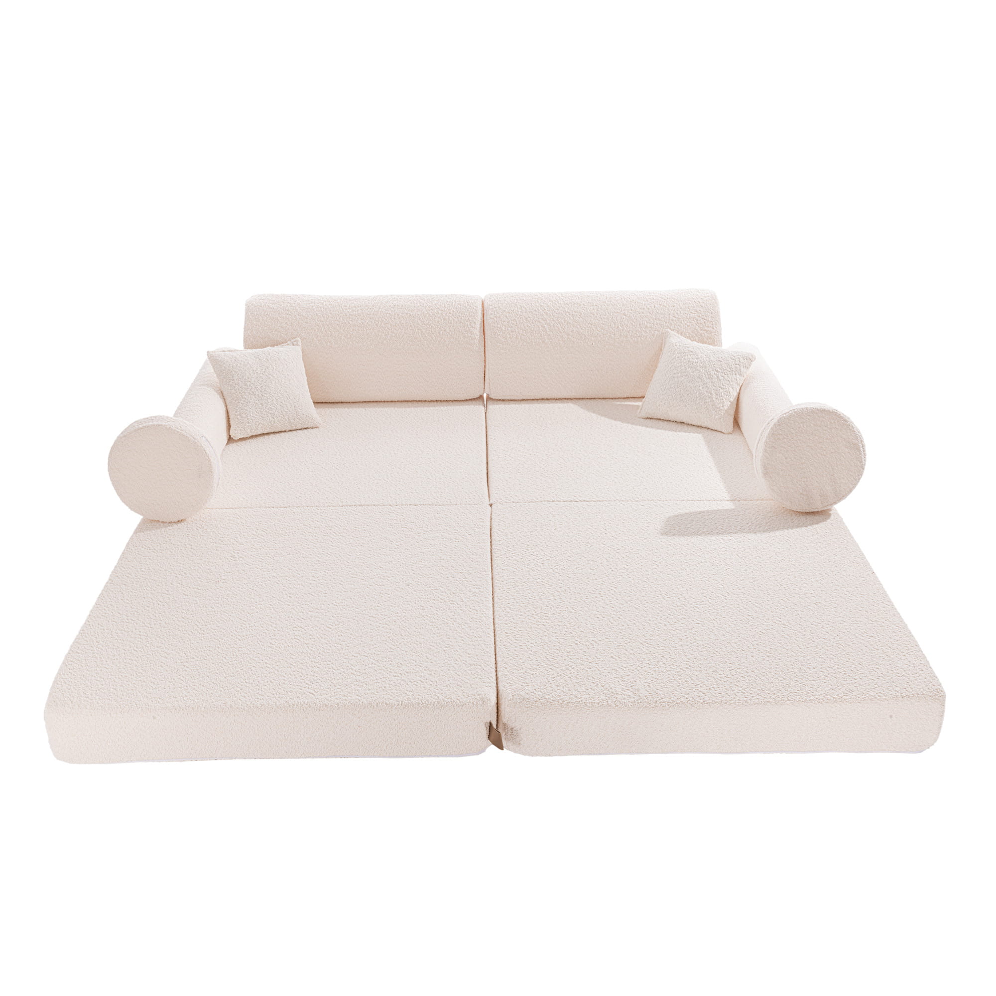 MeowBaby Play Sofa Premium Bouclé - cream/white