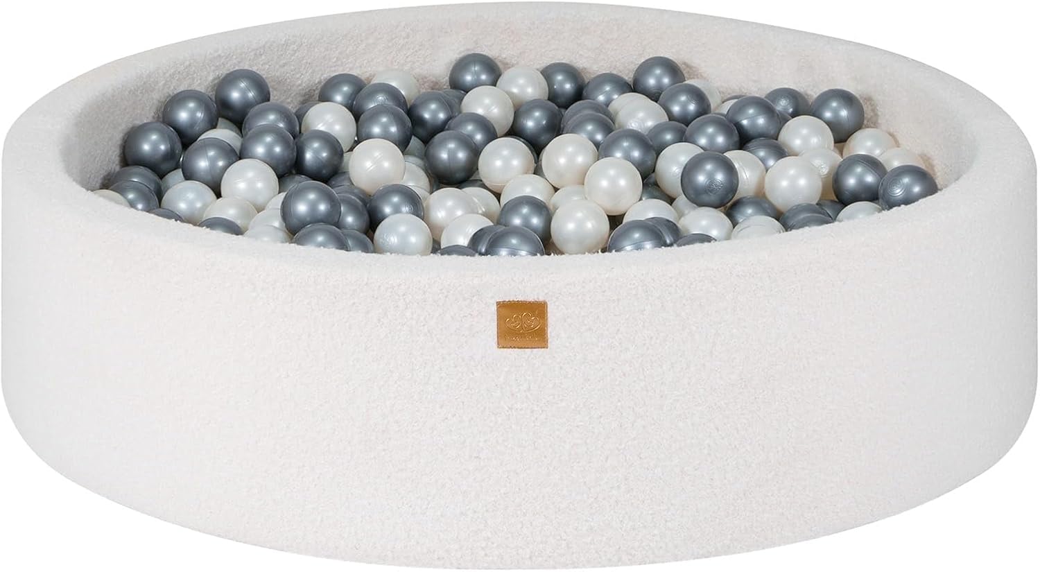MeowBaby ball pit Bouclé cream/white 120x30 cm, 300 balls - custom color selection