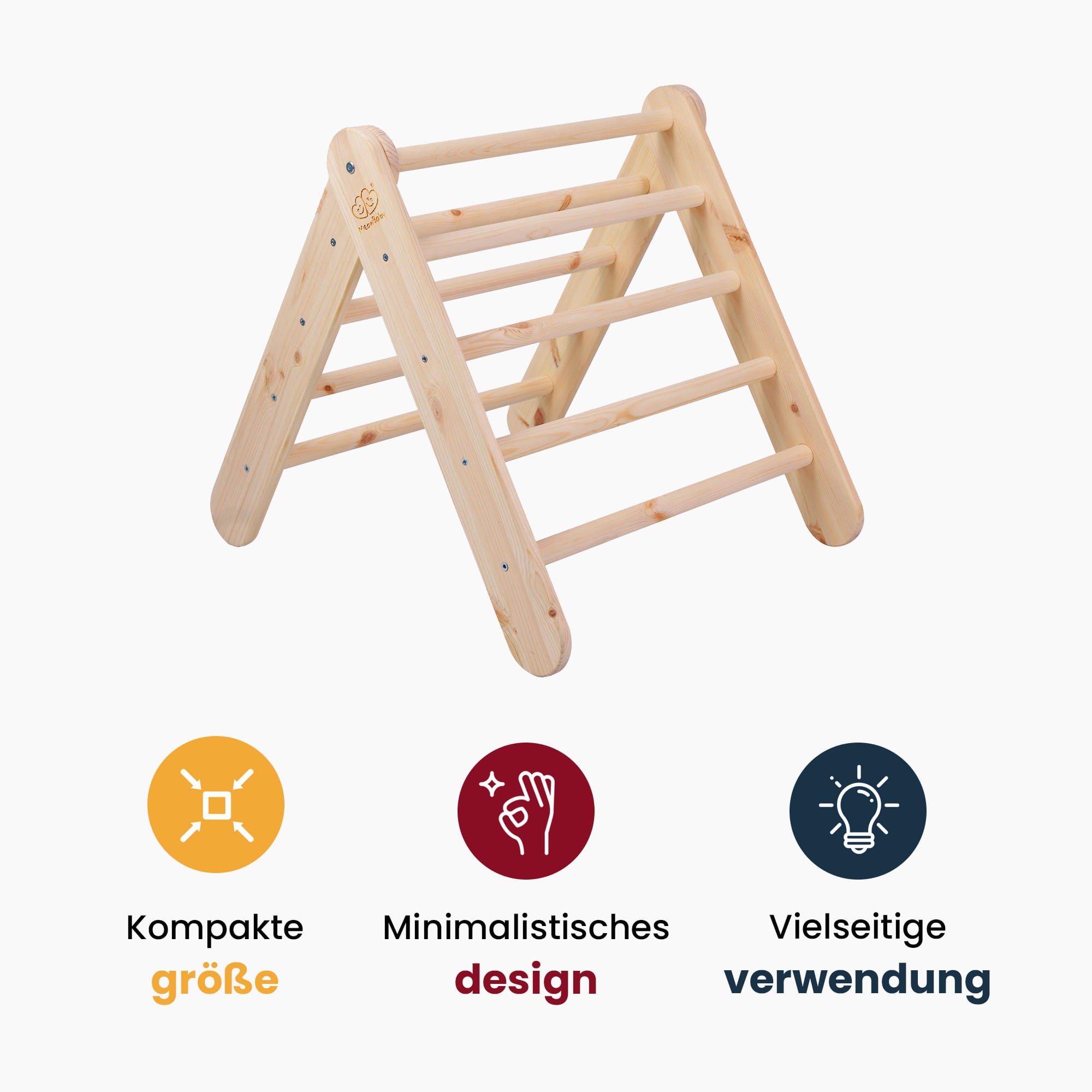 MeowBaby Montessori Kletterdreieck Pikler 60x61 cm - natur