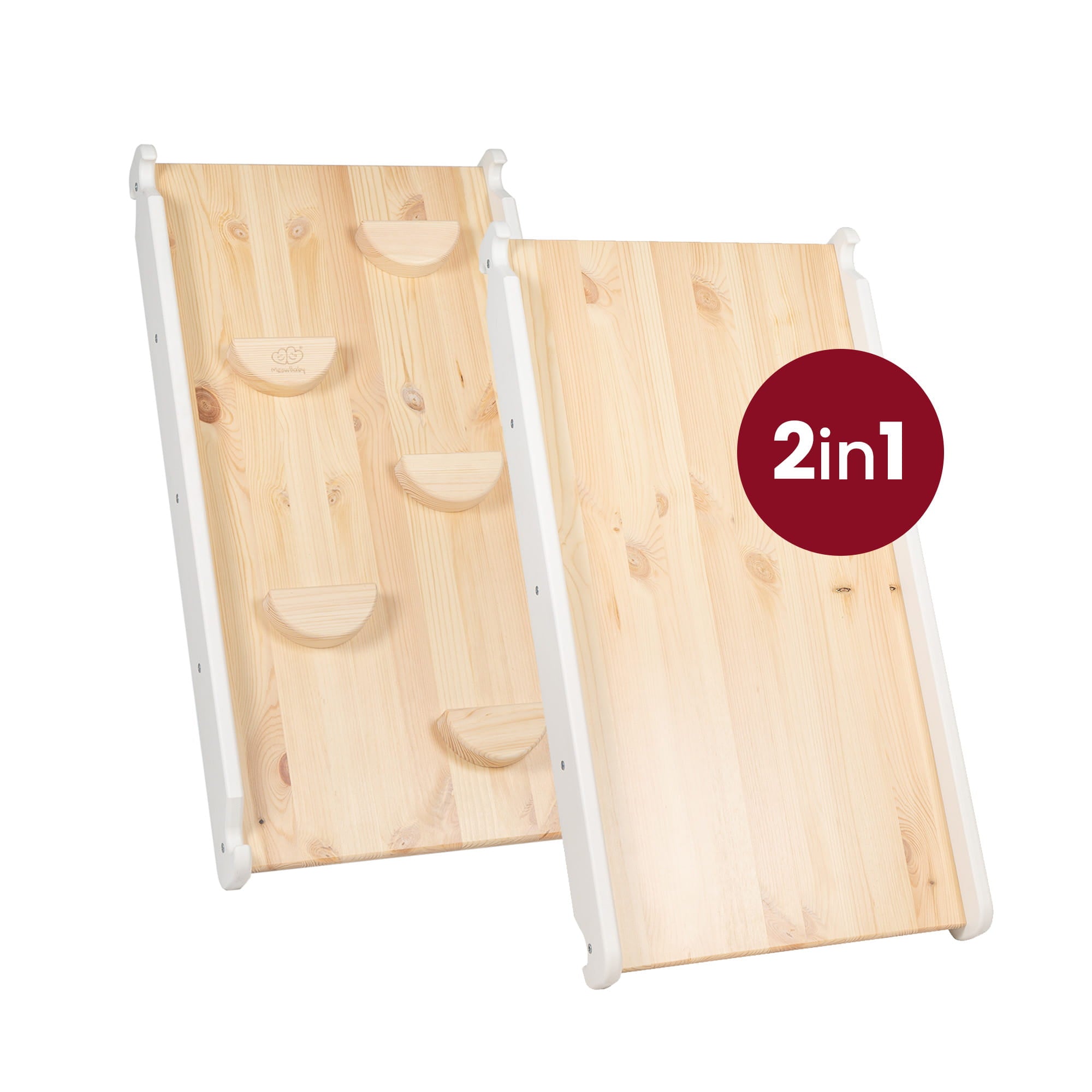 MeowBaby Kletterdreieck mit Rutsche 60x61 cm, Holz - grau