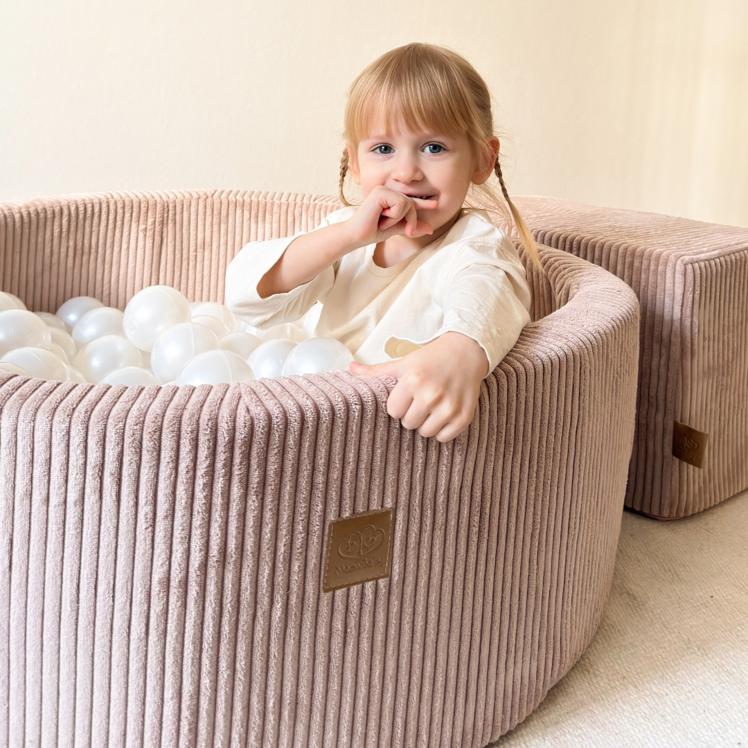 MeowBaby Schaumspielset Ästhetik Cord mit Bällebad, 200 Bälle - eigene Farbauswahl