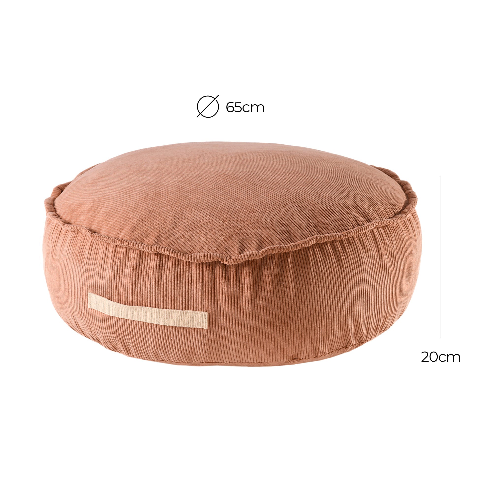 MeowBaby Sitzpouf für Kinder, Rund, Premium Cord - Rusty Red