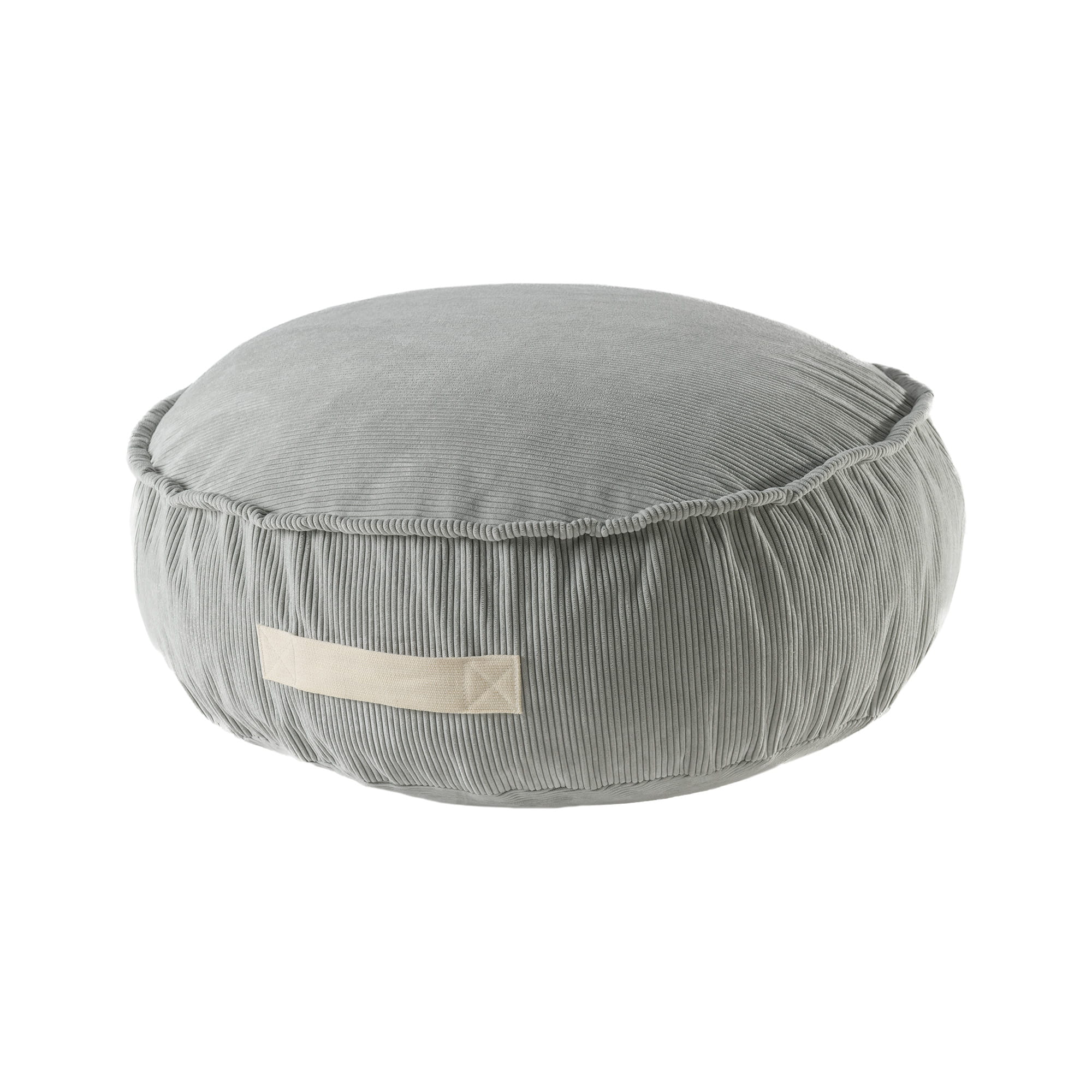 MeowBaby Pouf for Children, Round, Premium Corduroy - Grey