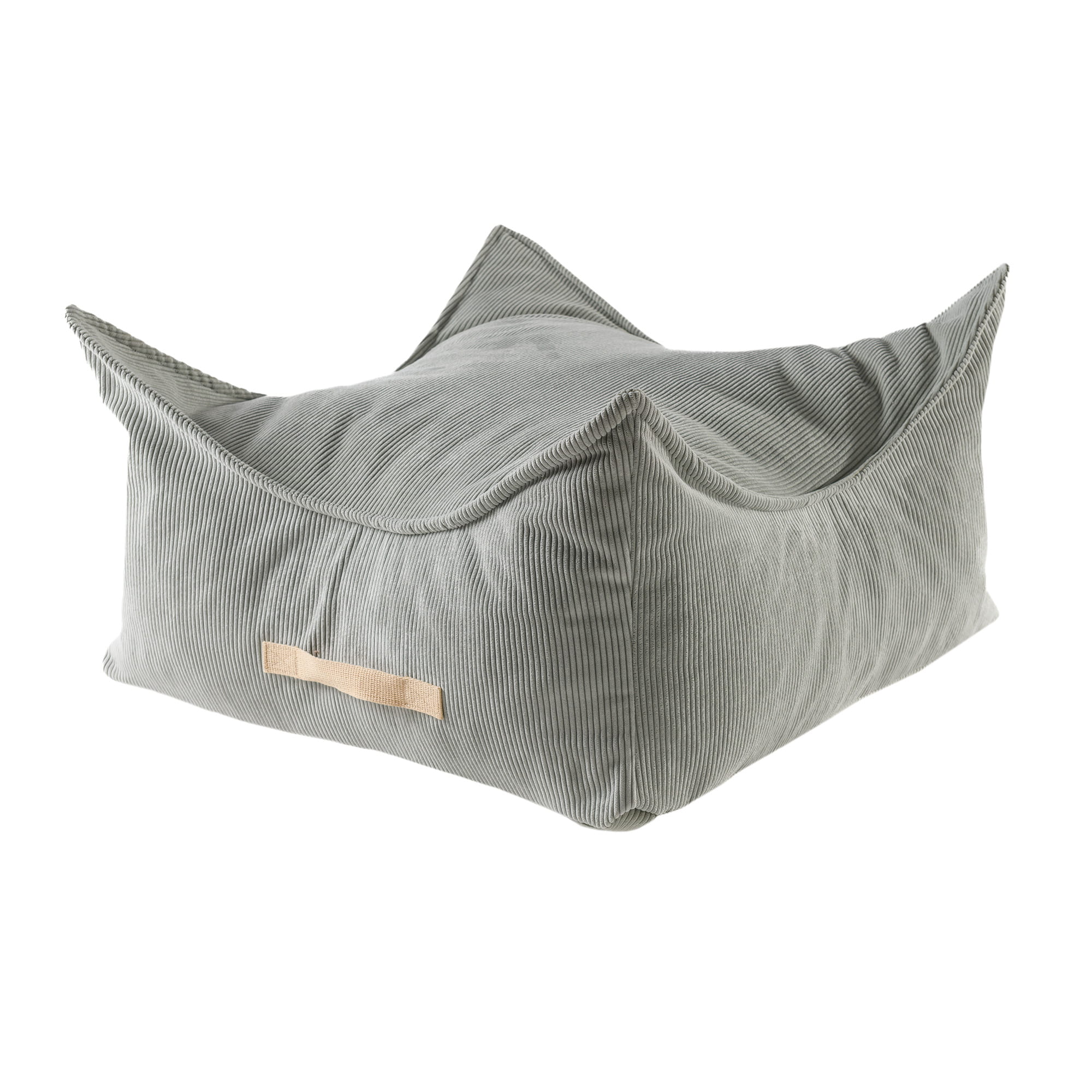 MeowBaby Children's Pouf, Square, Premium Corduroy - Grey