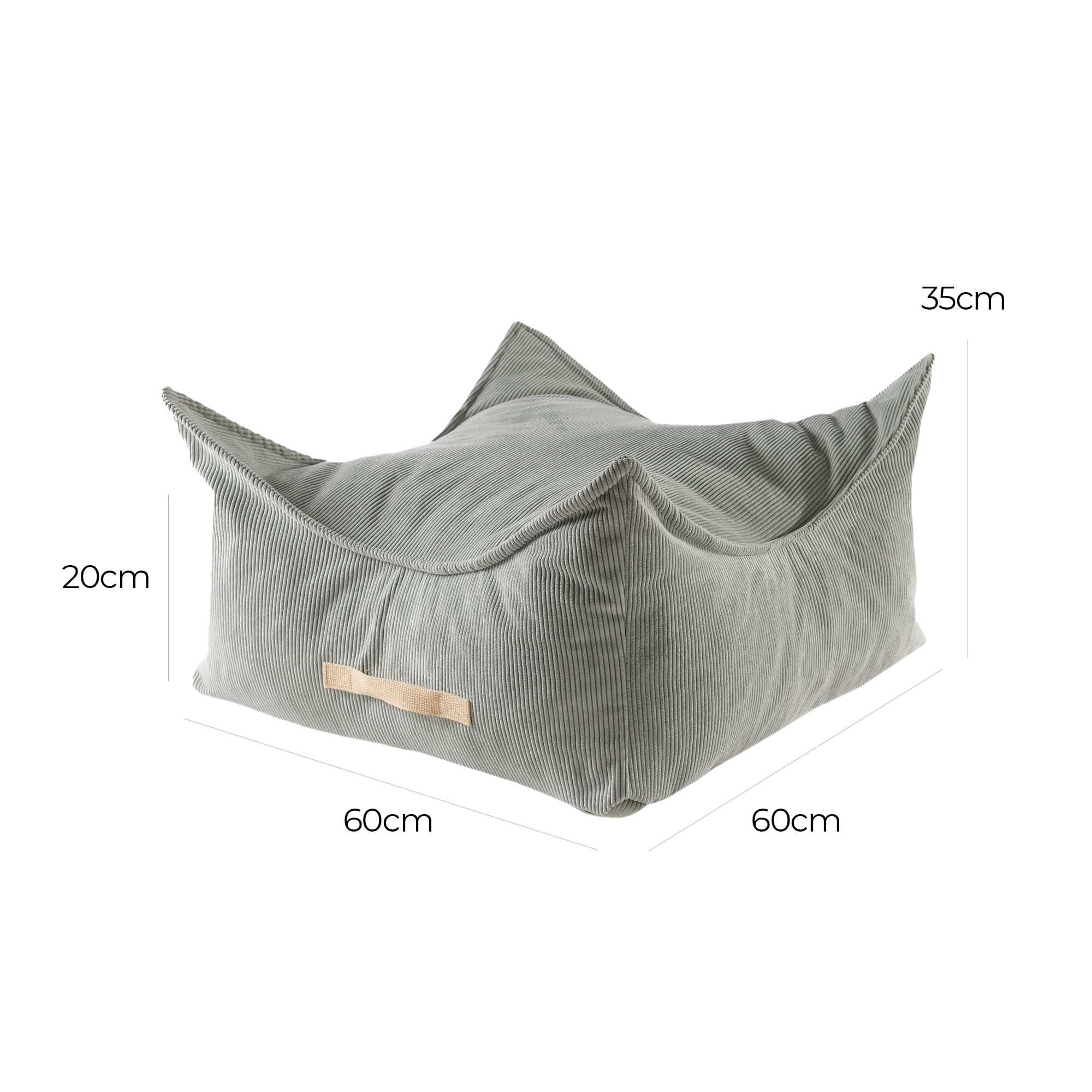 MeowBaby Children's Pouf, Square, Premium Corduroy - Grey