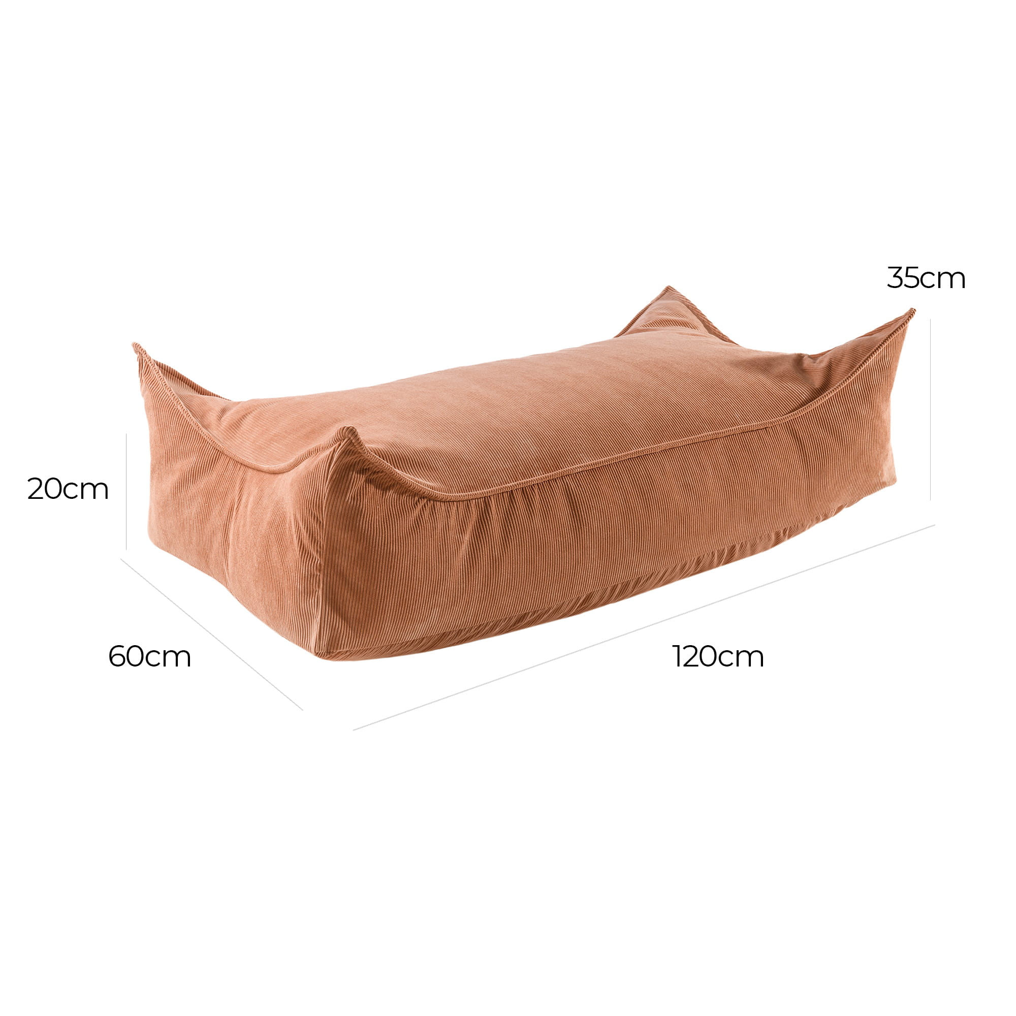 MeowBaby Children's Pouf, Rectangular, Premium Corduroy - Rusty Red