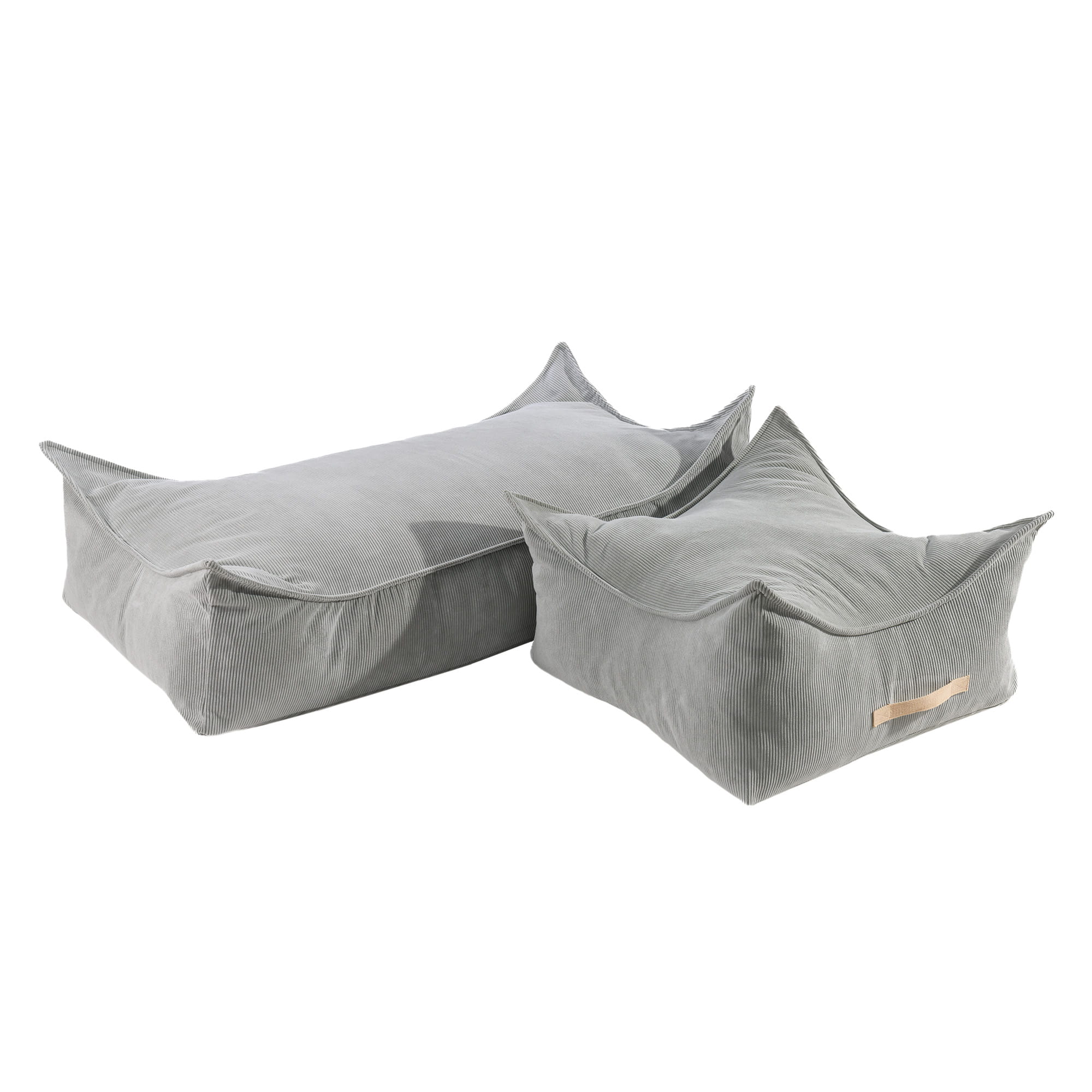 MeowBaby Sitzpouf für Kinder, Rechteckig, Premium Cord - Grau