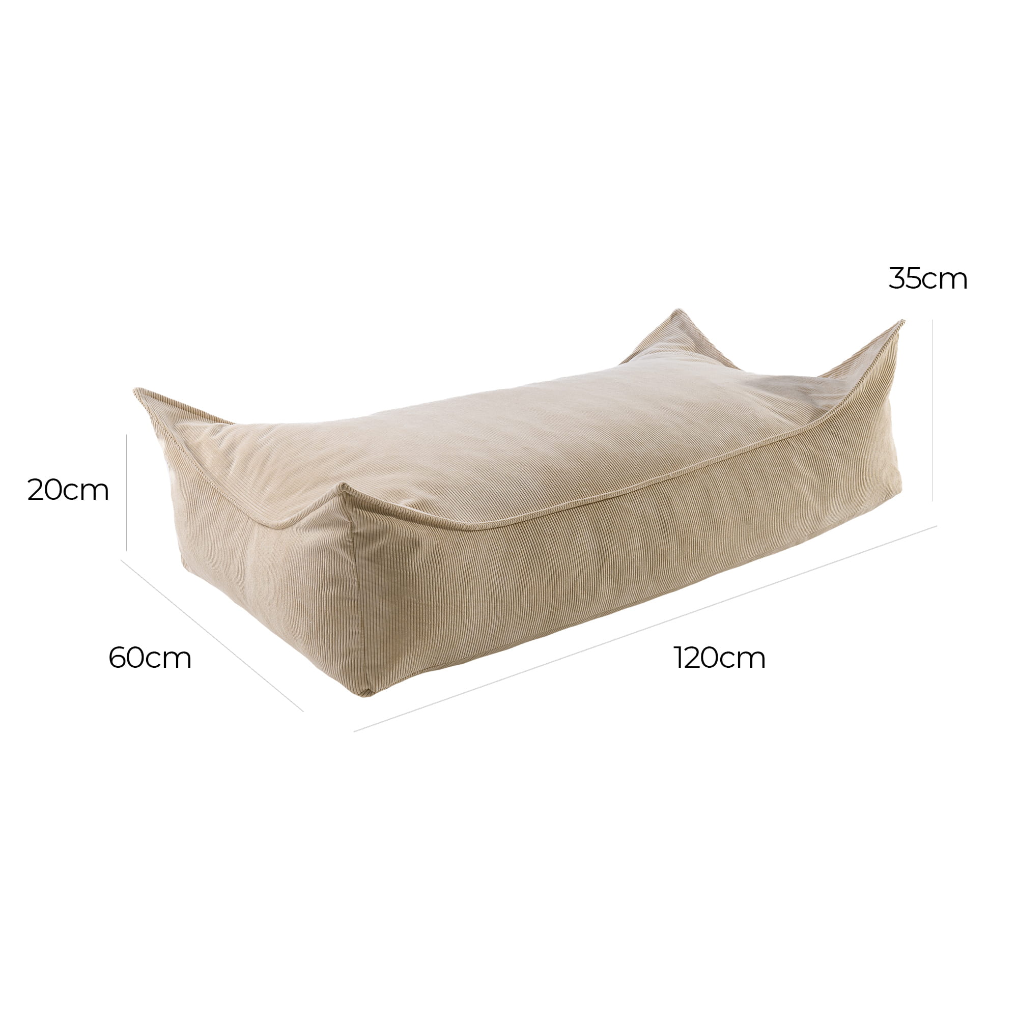 MeowBaby Children's Pouf, Rectangular, Premium Corduroy - Beige